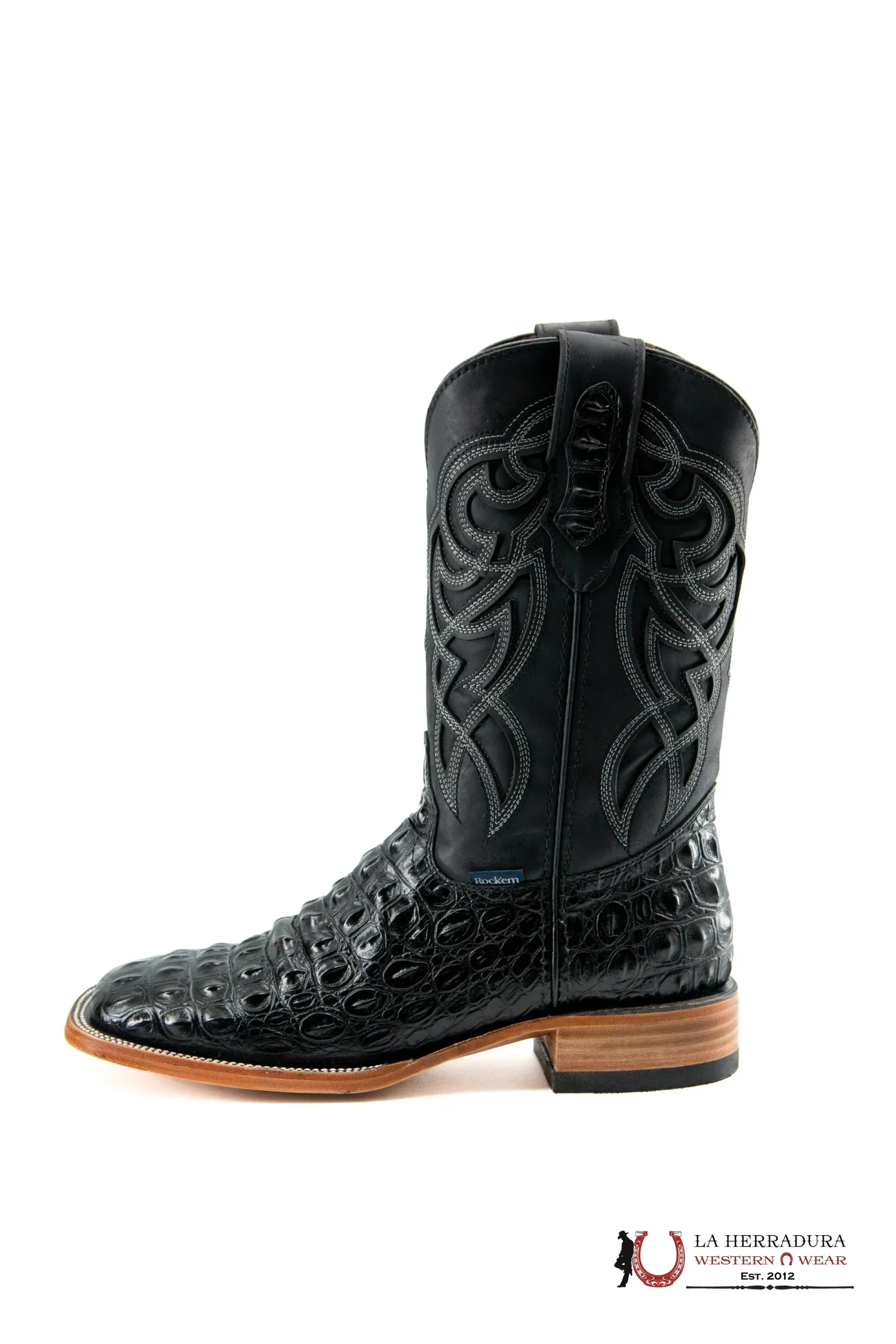 Mens Imit Lomo De Nilo Black Boot Botas Hombres