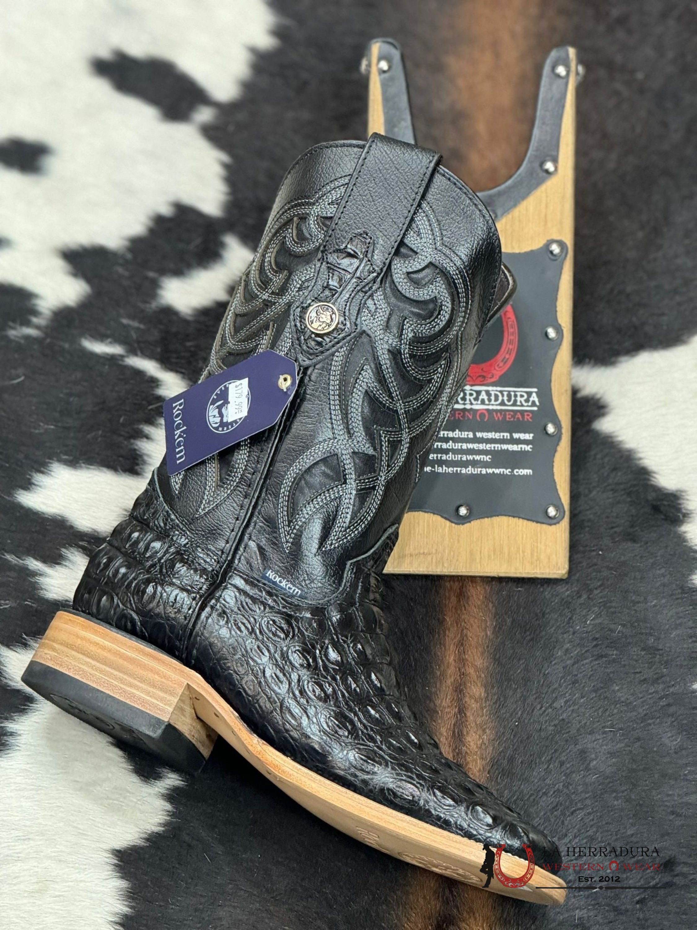 Mens Imit Lomo De Nilo Black Boot Botas Hombres