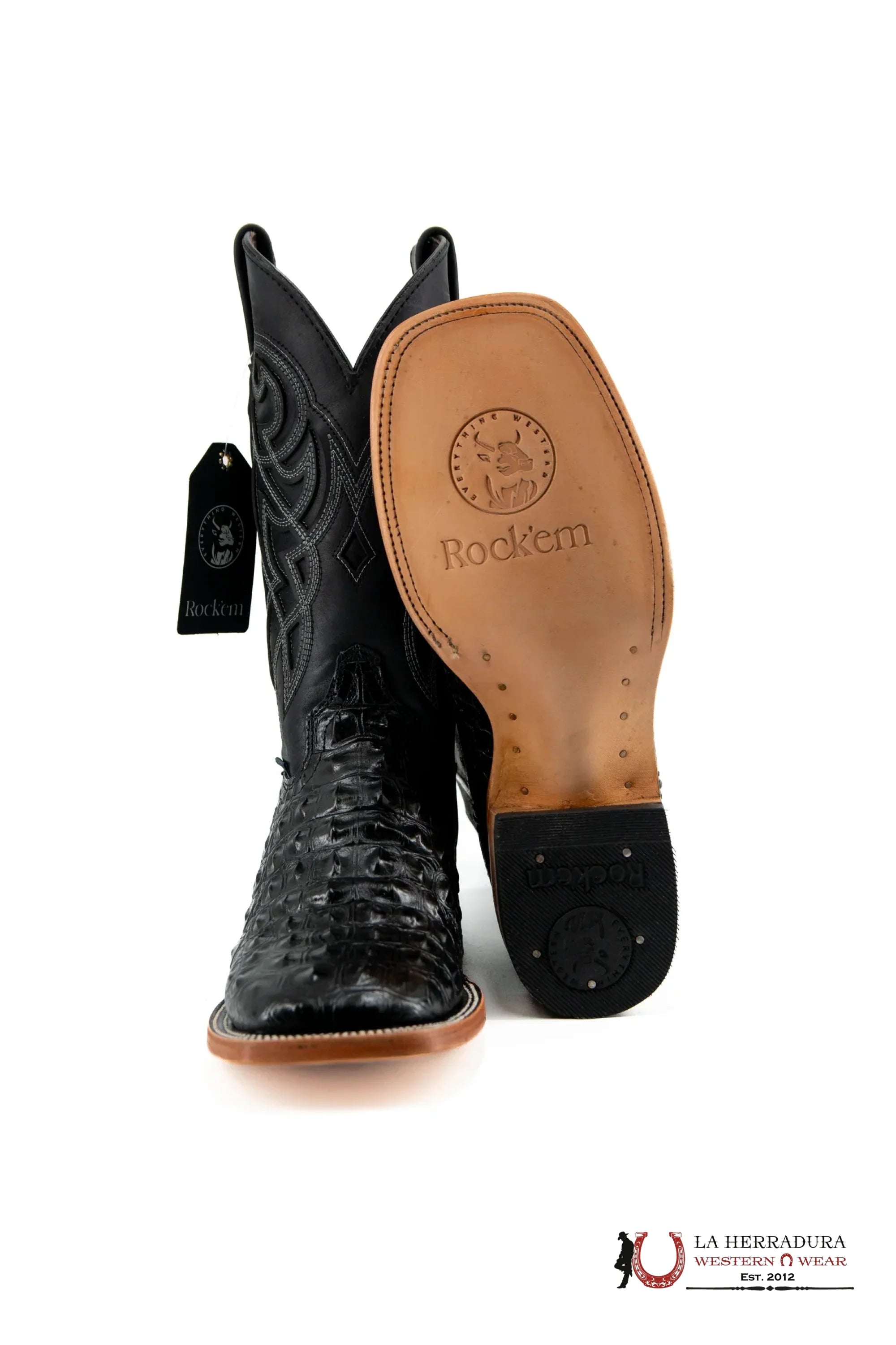 Mens Imit Lomo De Nilo Black Boot Botas Hombres