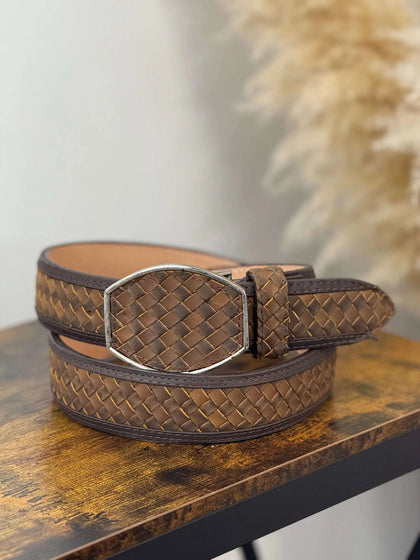 CINTURÓN MARRÓN TEJIDO ROCKEM PARA HOMBRE