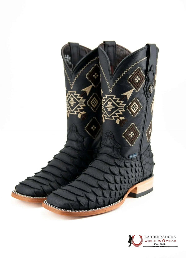 BOTA ROCKEM CLON AZTEC PYTHON PUNTA CUADRADA NEGRO MATE JUMBO