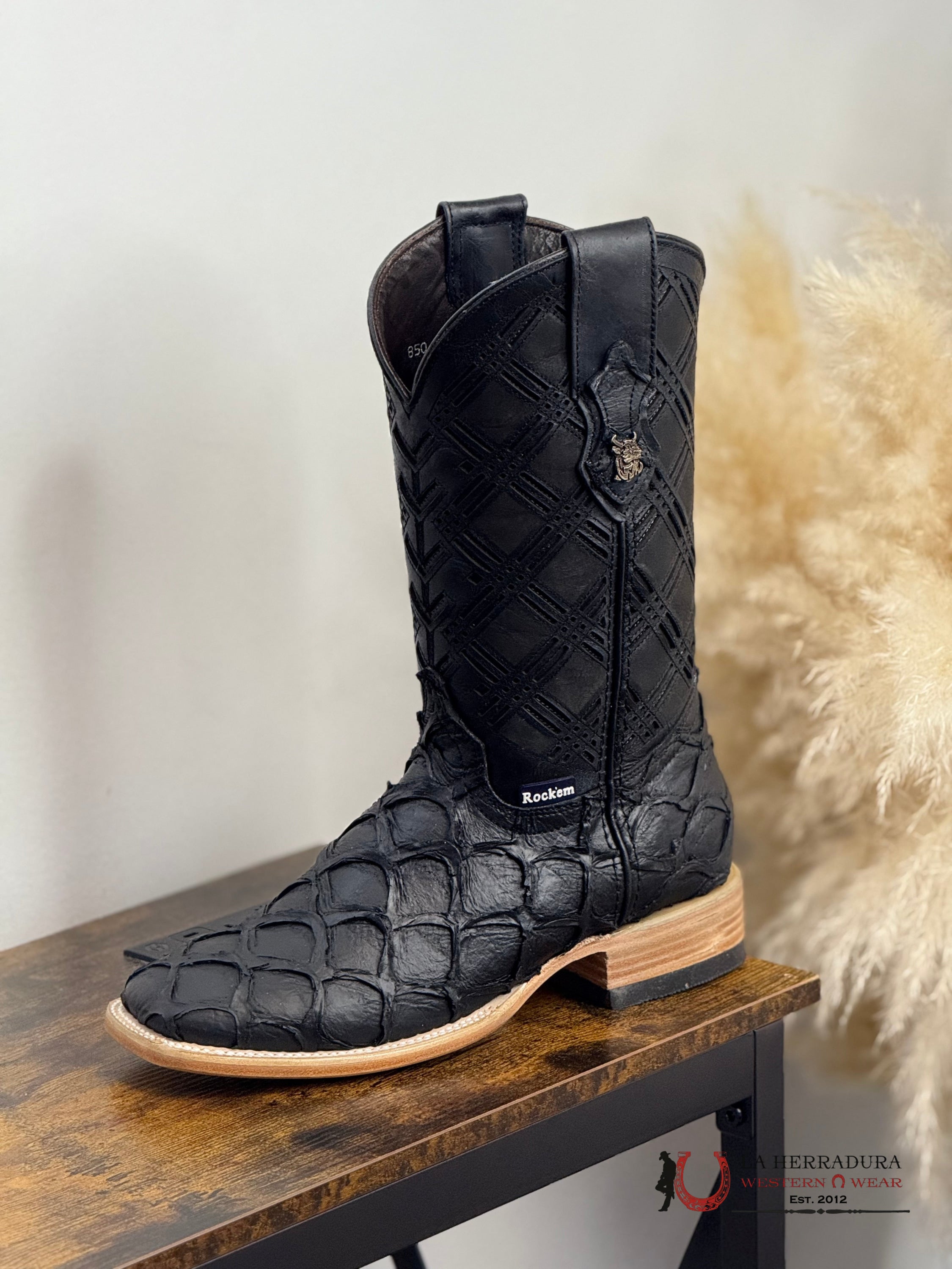 ROCKEM CLON FISH BOOT MATTE BLACK SQ. TOE BOTAS HOMBRES