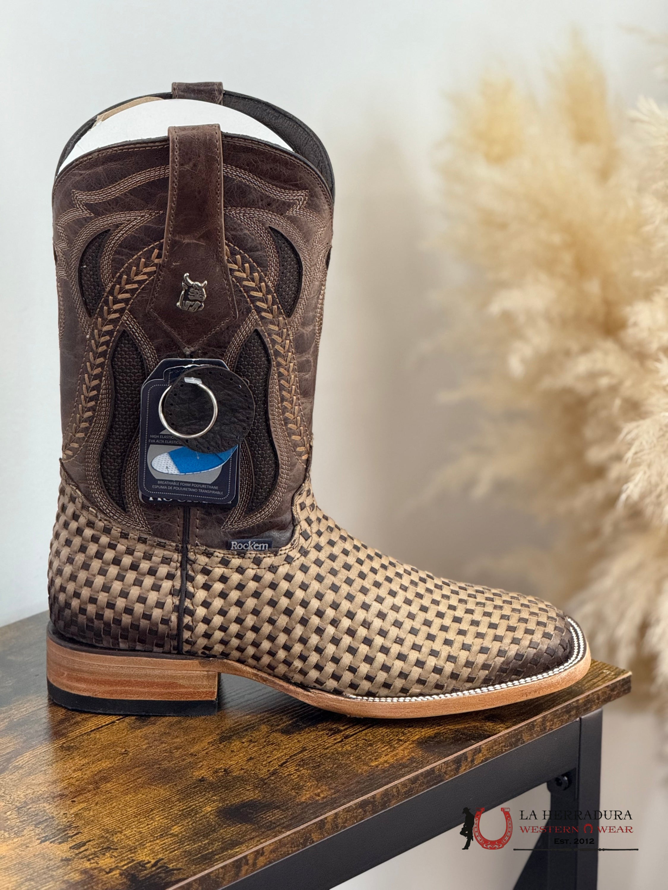 ROCKEM EST. FRANCIA CRAZY TOBACCO/CHOCO SQ. TOE BOOT BOTAS HOMBRES