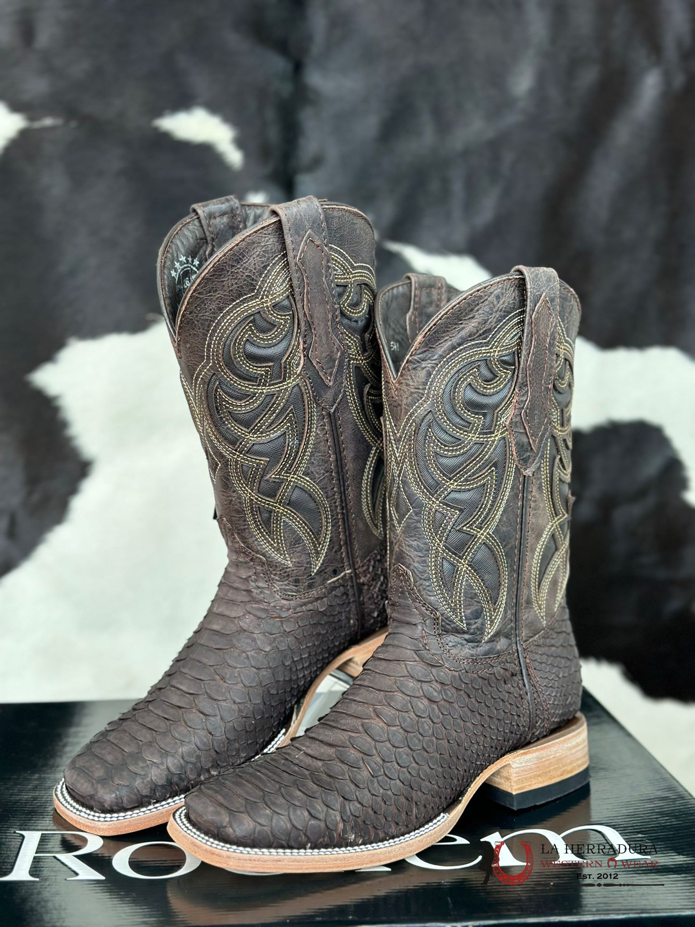 Mens Python Brown Exotic Boot Botas Hombres