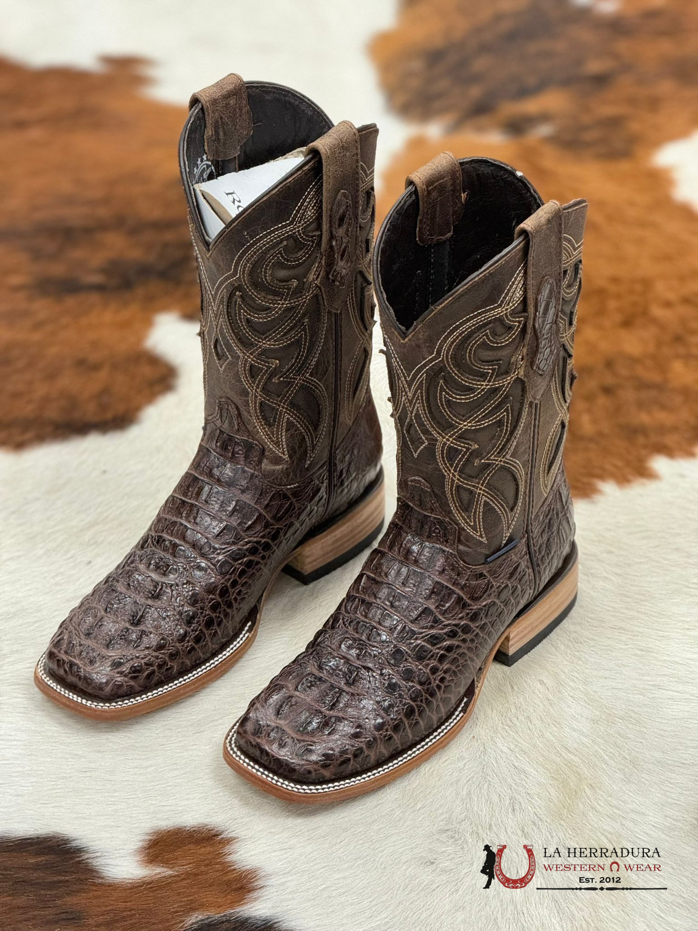 Mens Fuscus Caiman Cafe Boot Square Botas Hombres