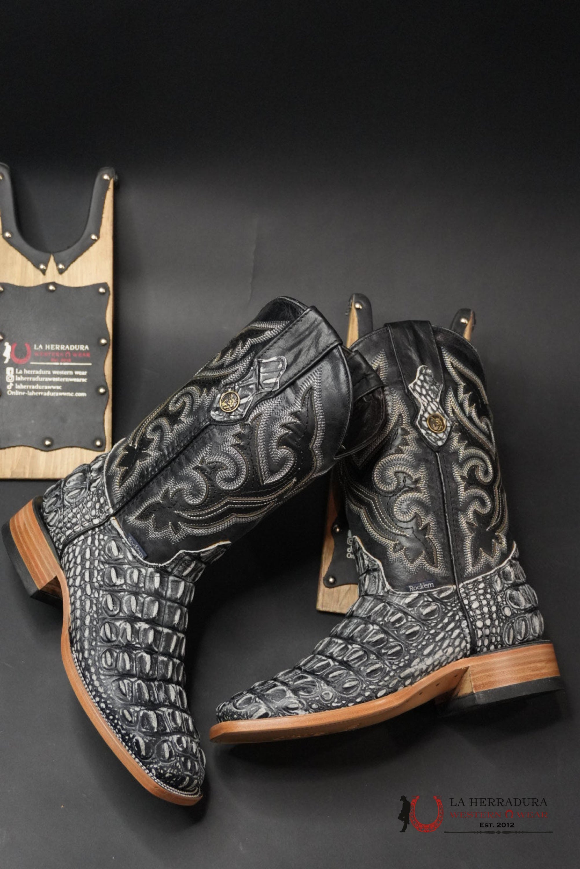 MENS IMIT LOMO GRANDE NEGRO RUSTICO BOOT SQUARE TOE BOTAS HOMBRES