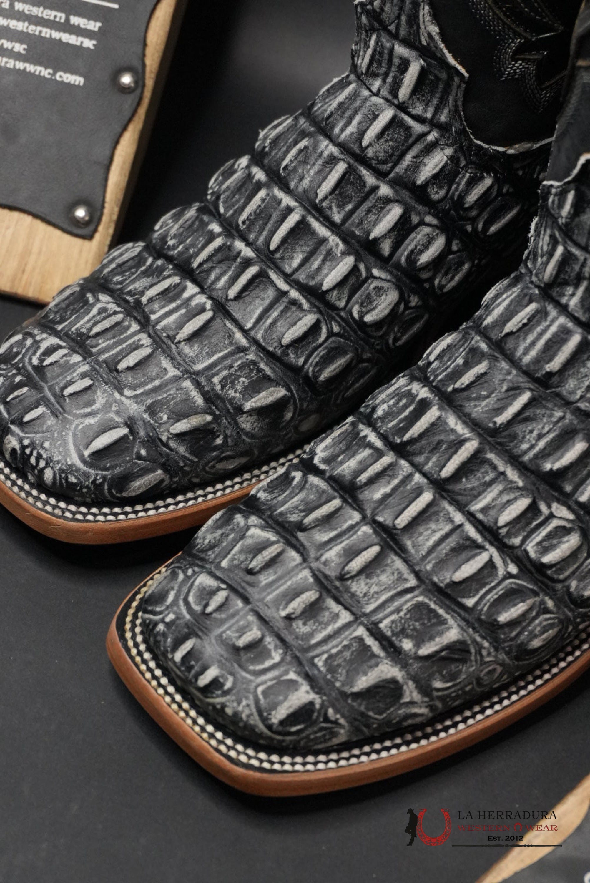 MENS IMIT LOMO GRANDE NEGRO RUSTICO BOOT SQUARE TOE BOTAS HOMBRES