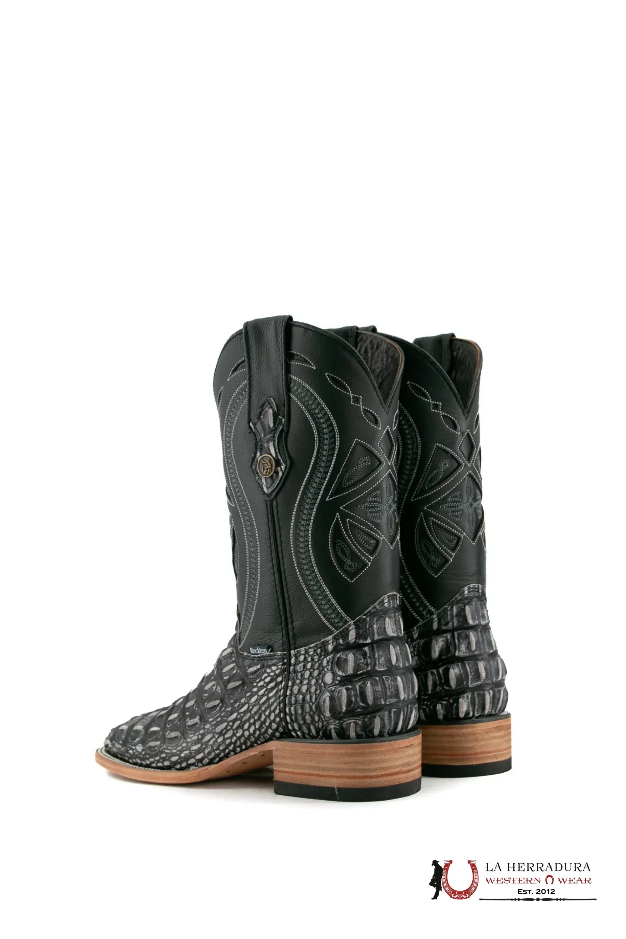 ROCKEM IMIT. LOMO GRANDE RUSTIC BLACK SQ. TOE BOOT BOTAS HOMBRES