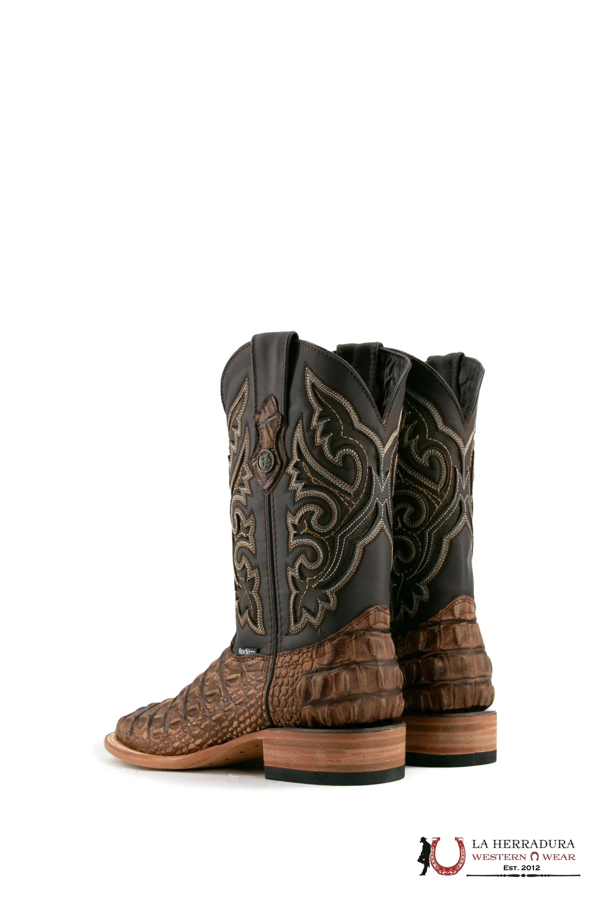ROCKEM IMIT. LOMO GRANDE RUSTIC BROWN SQ. TOE BOOT BOTAS HOMBRES