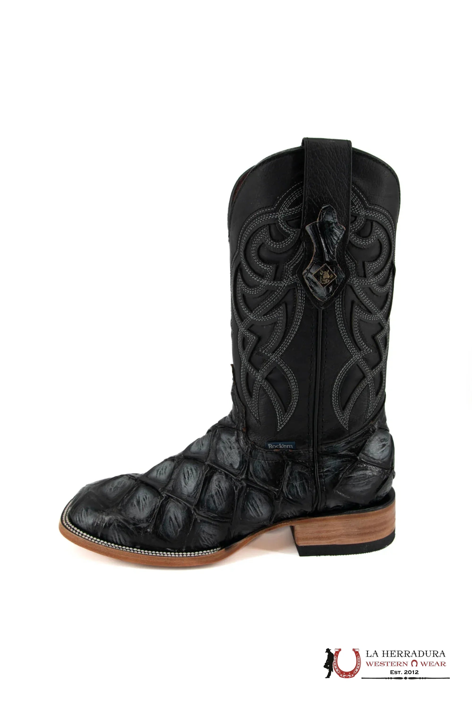 Mens Imit Pez Pirarucu Mar Y Tierra Gris Boot Botas Hombres