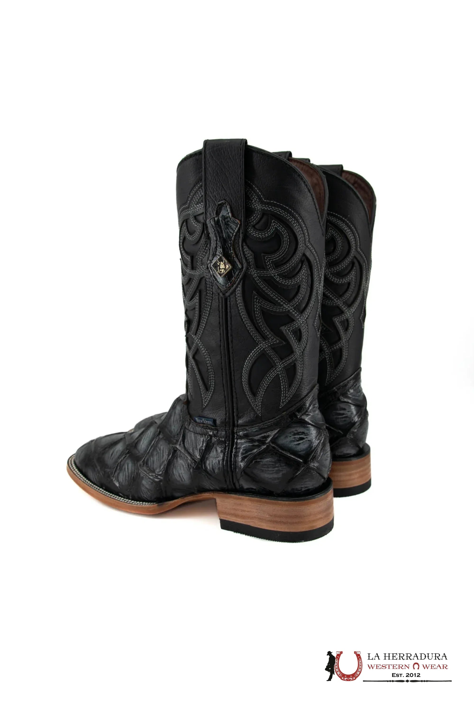 Mens Imit Pez Pirarucu Mar Y Tierra Gris Boot Botas Hombres