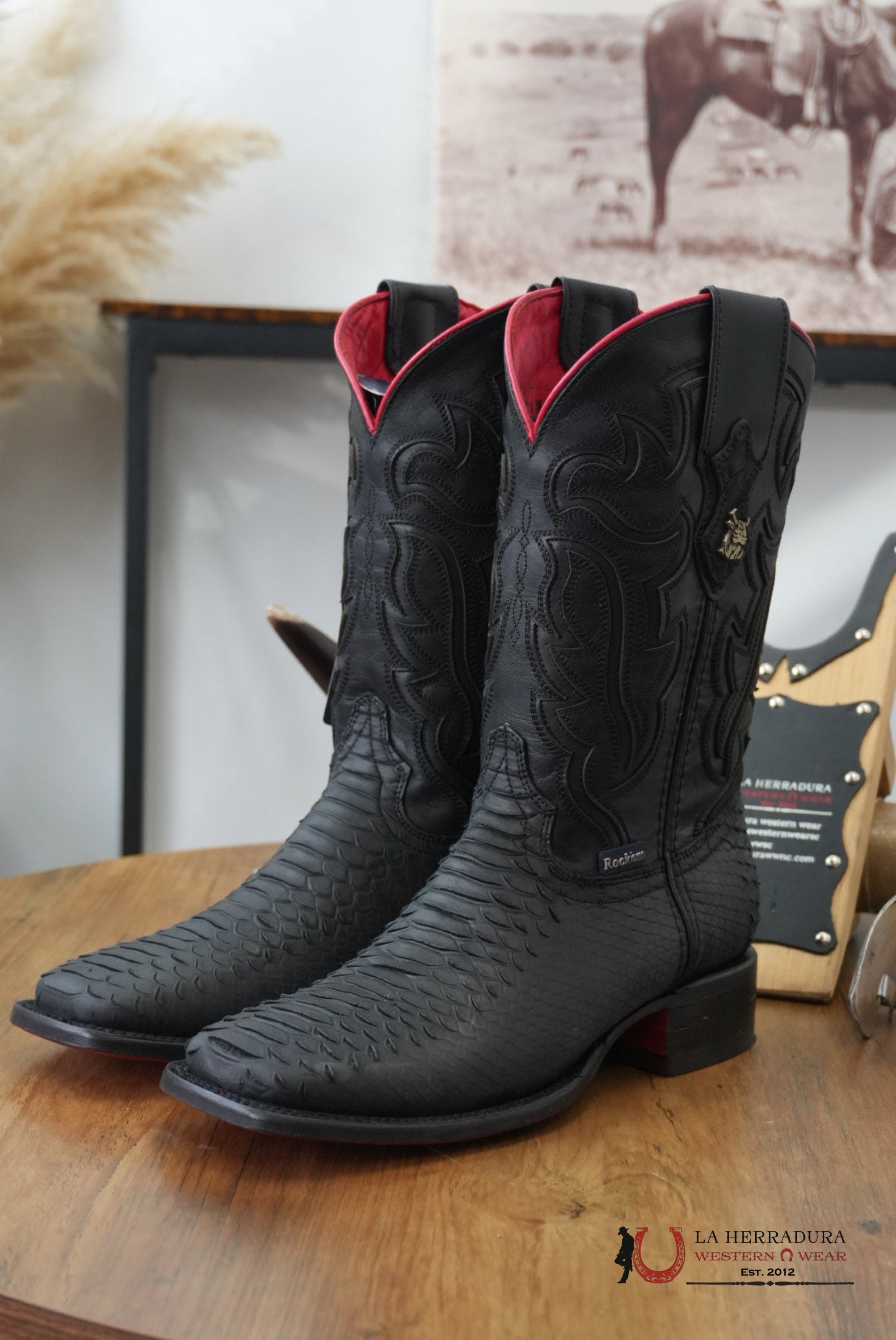 MENS PYTHON BABY NEGRO RED BOTTOM MATTE BOOT BOTAS HOMBRES