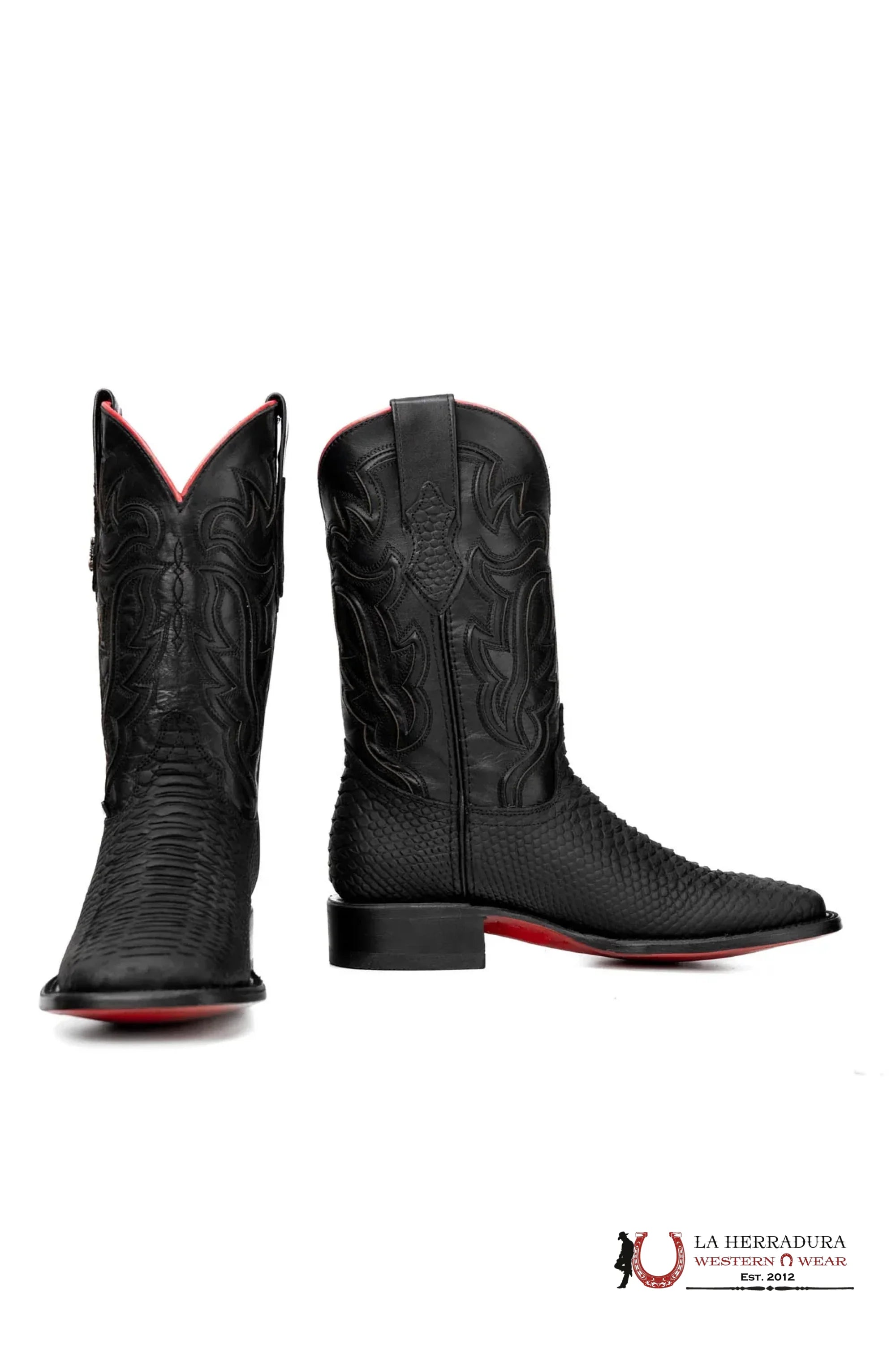 MENS PYTHON BABY NEGRO RED BOTTOM MATTE BOOT BOTAS HOMBRES