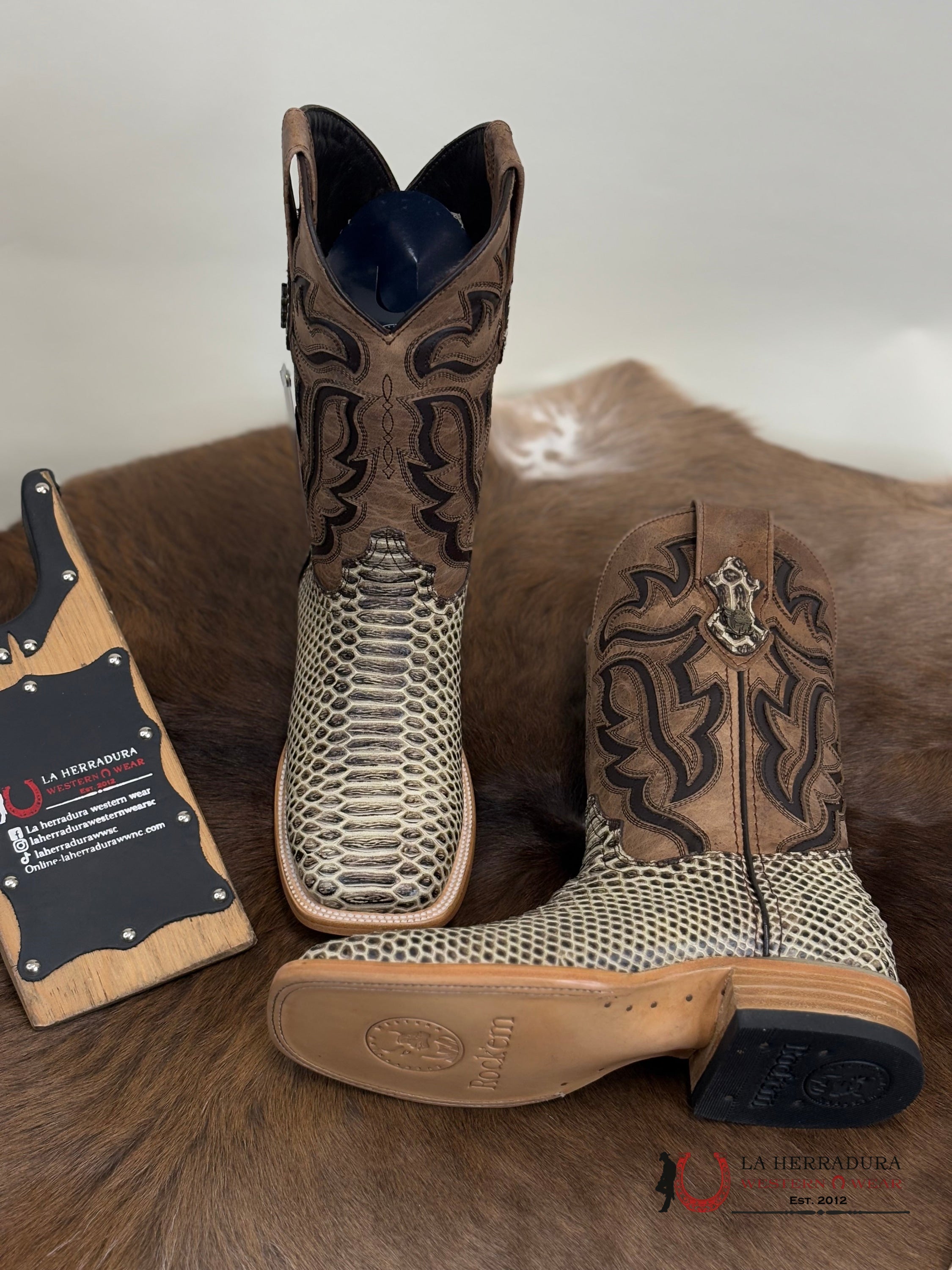 Men’s Rock’em Imp. Piton Rayado Hueso Maple Botas Hombres