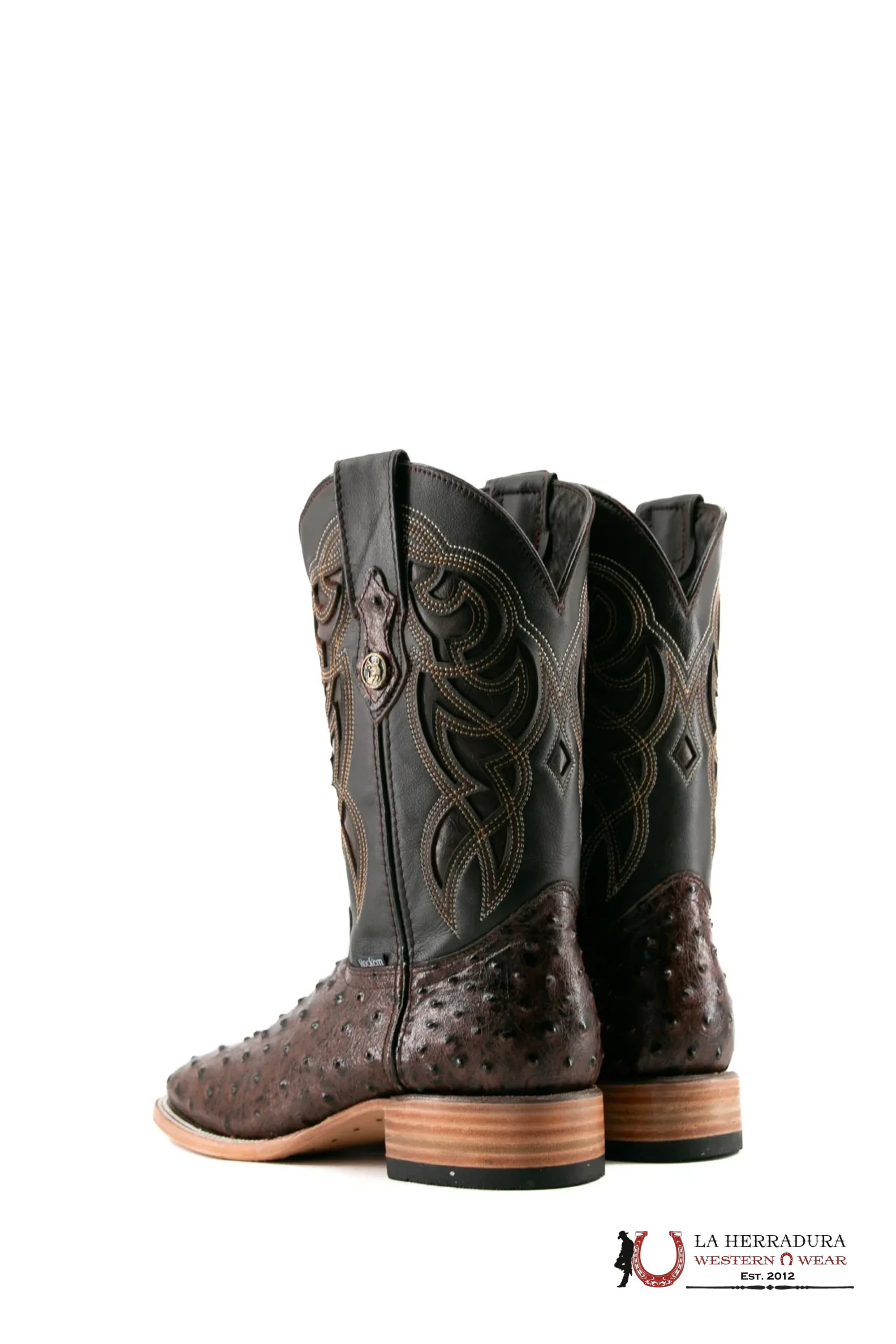 ROCKEM IMIT RANCH BROWN OSTRICH SQ. TOE BOOT BOTAS HOMBRES