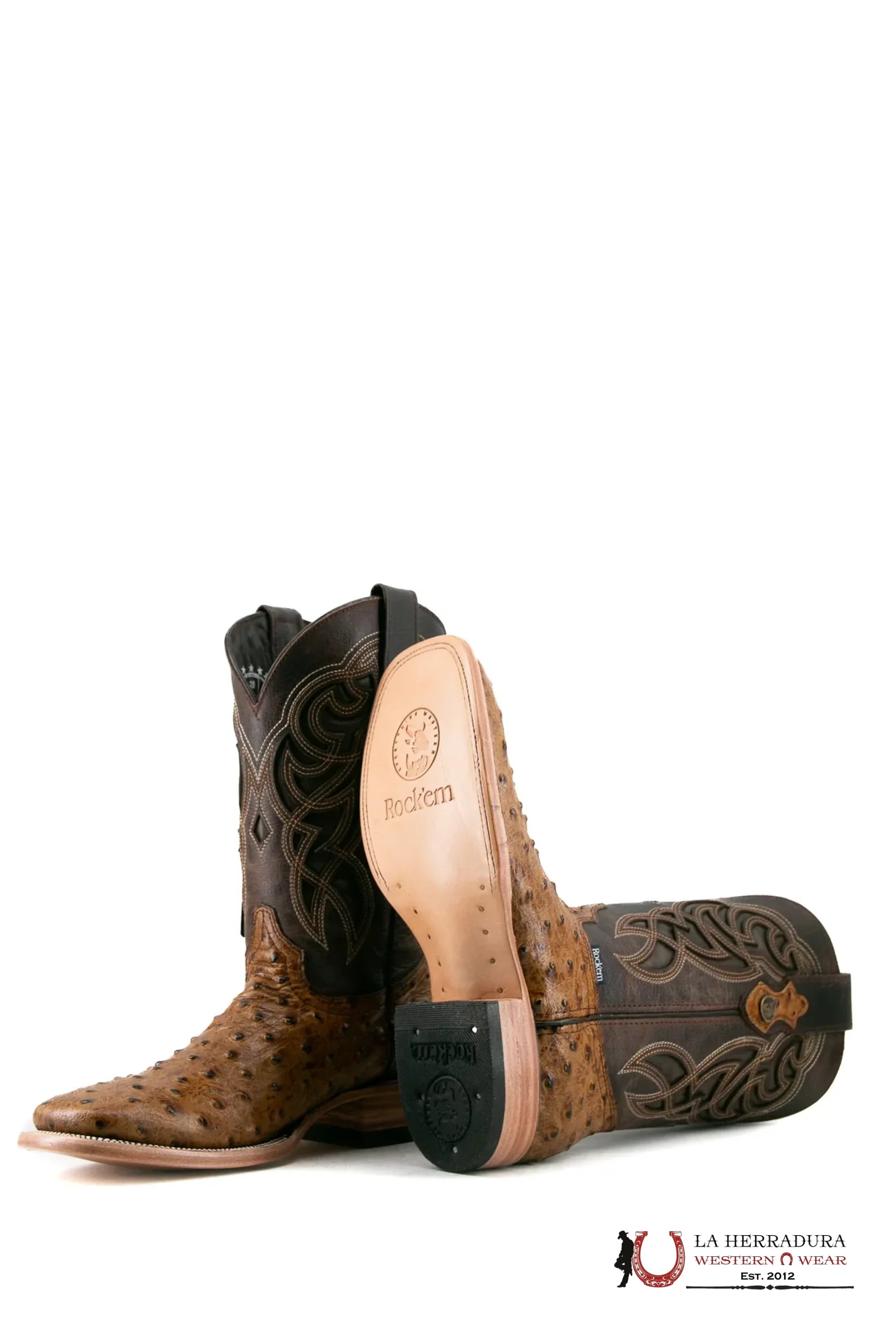 ROCKEM IMIT RANCH HONEY OSTRICH SQ. TOE BOOT BOTAS HOMBRES