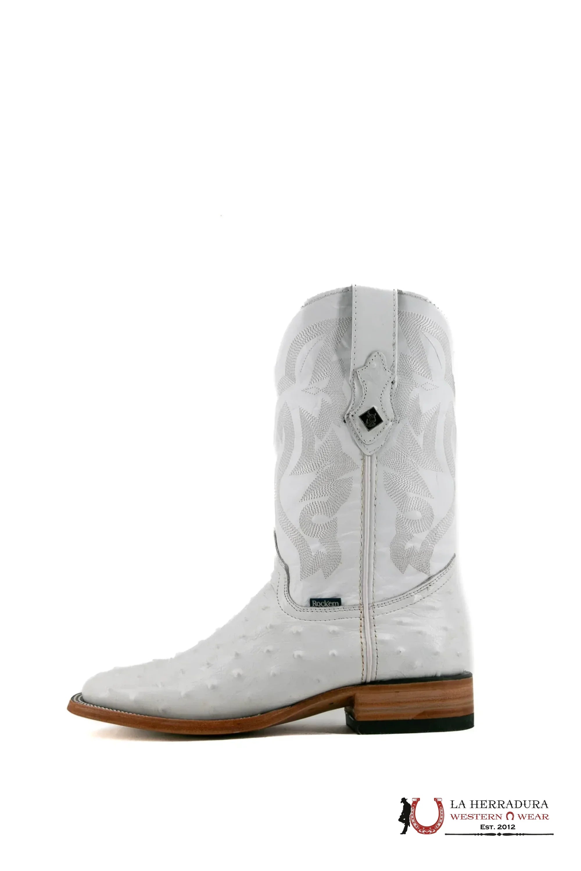 ROCKEM IMIT RANCH WHITE OSTRICH SQ. TOE BOOT BOTAS HOMBRES