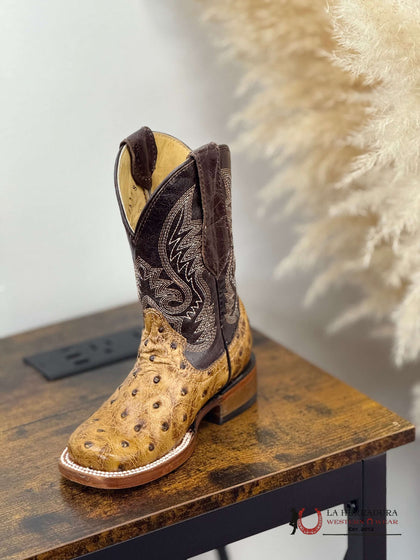 ROCKEM KIDS MIEL AVESTRUZ SUELA DE MADERA PUNTA CUADRADA