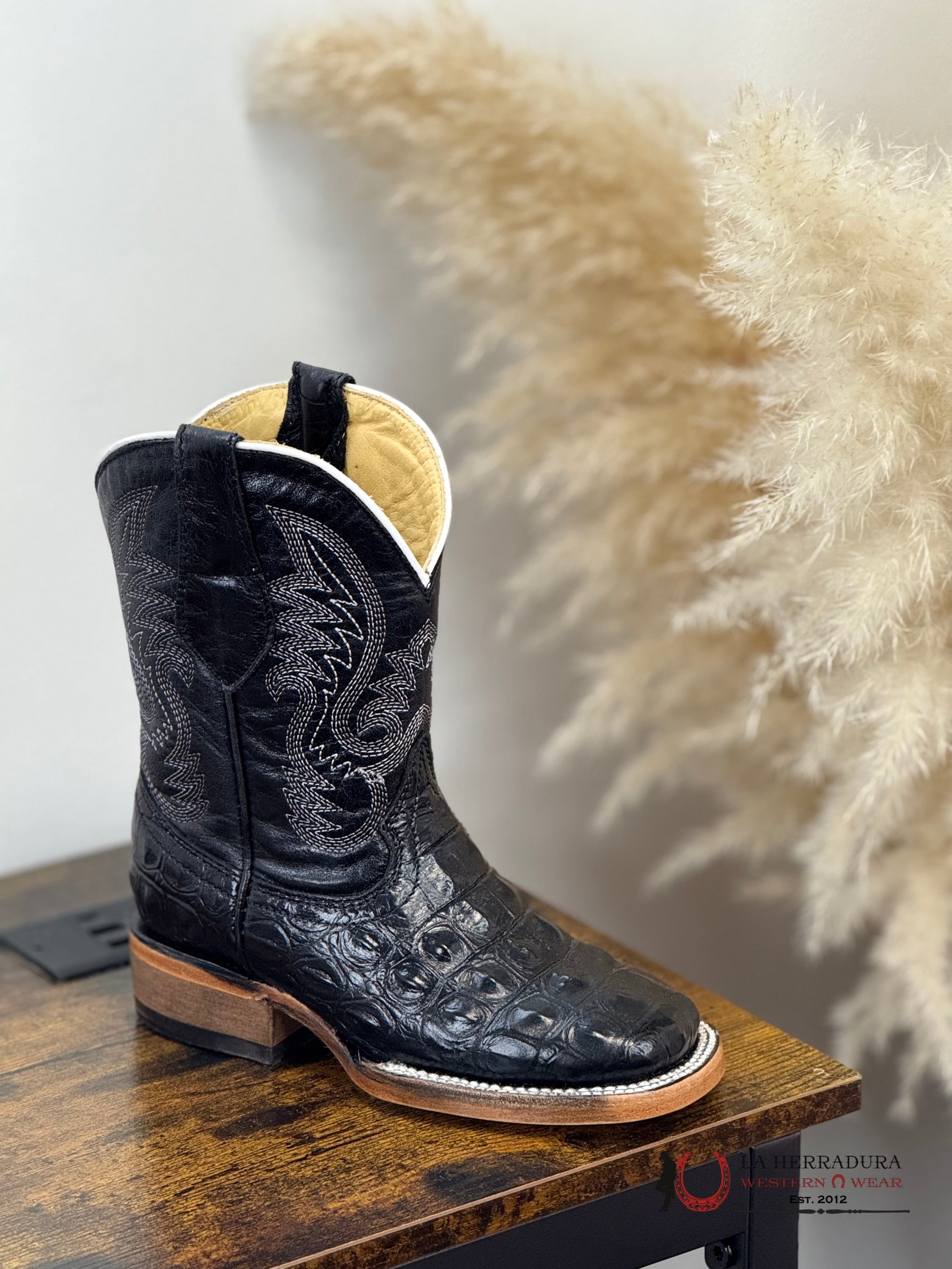 ROCKEM KIDS LOMO DE NILO BLACK SUELA CUERO SQ. TOE NIÑOS