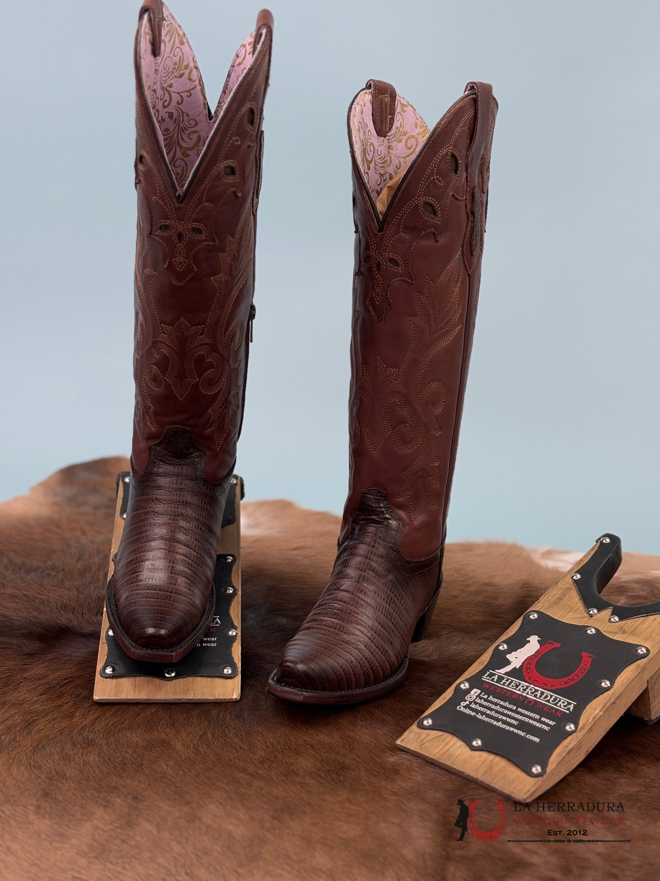 Rock’em Lizard Grabado Café Botas Mujeres