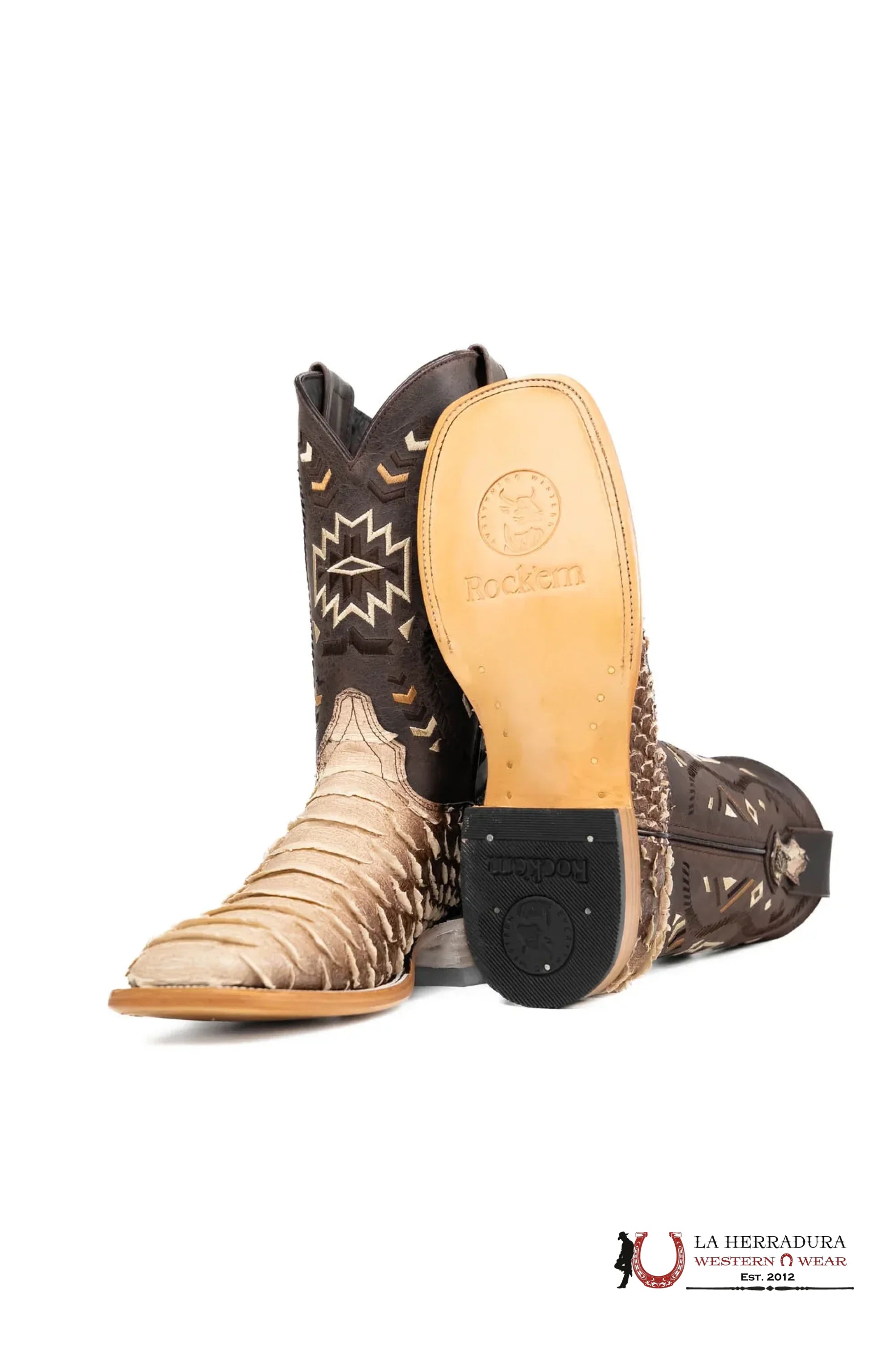 ROCKEM MEGA PYTHON CAFE SOMBREADO SQ. TOE BOOT BOTAS HOMBRES