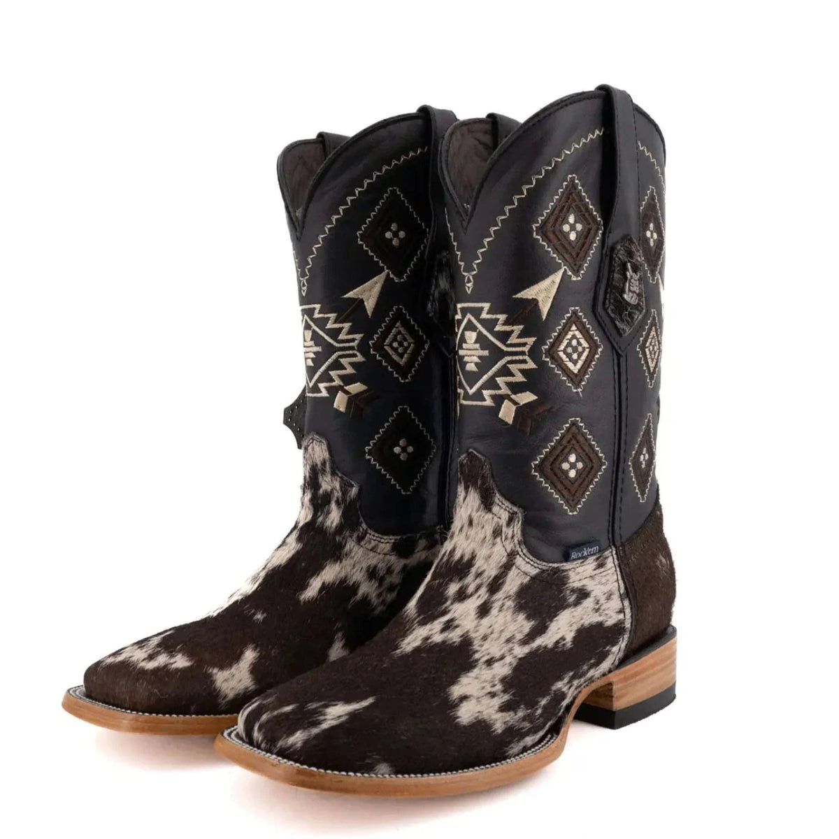 AZTECA ROCKEM MENS BLACK & WHITE COW HIDE (EVERY PAIR IS UNIQUE