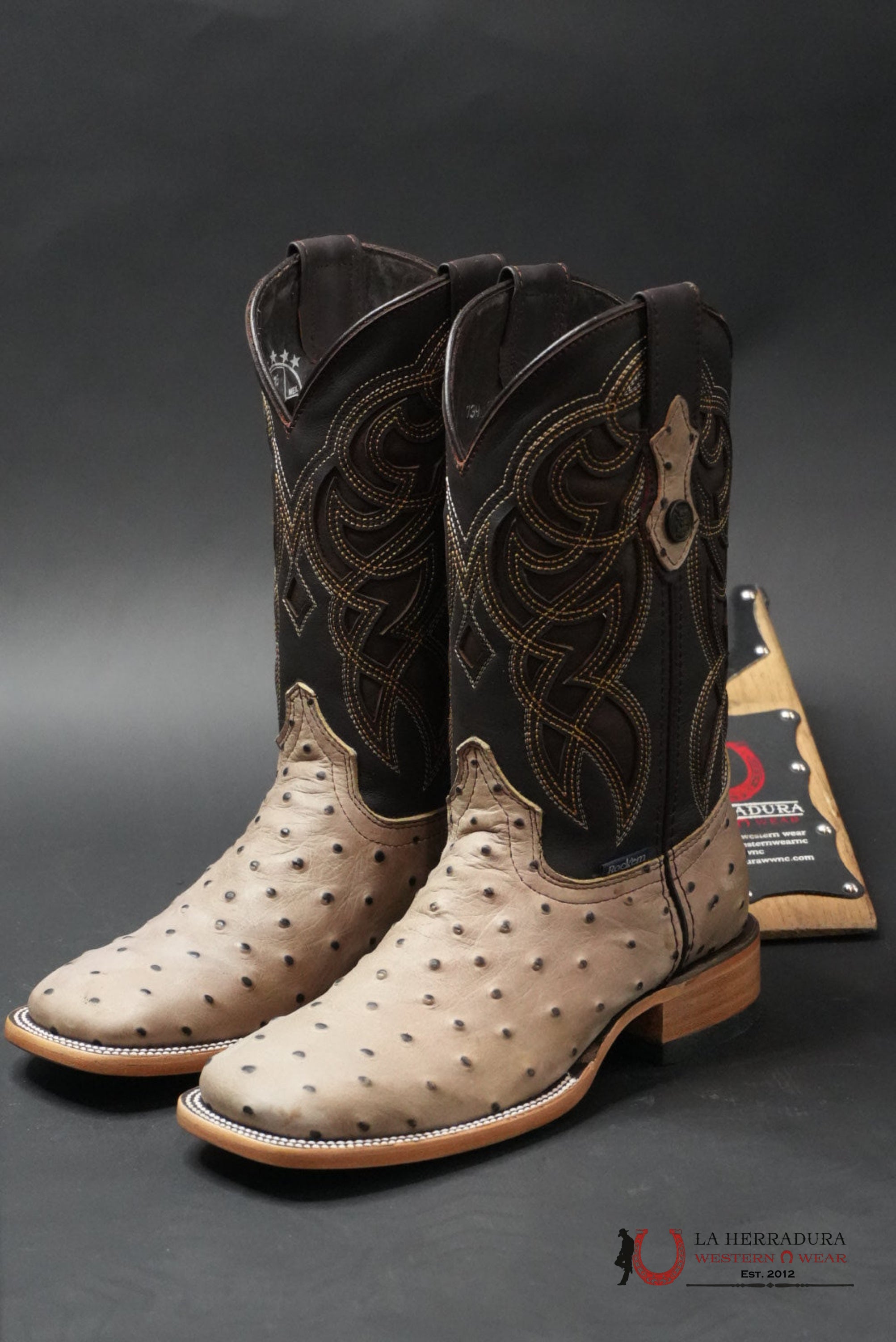 MENS IMIT OSTRICH RANCH HUESO BOOT BOTAS HOMBRES