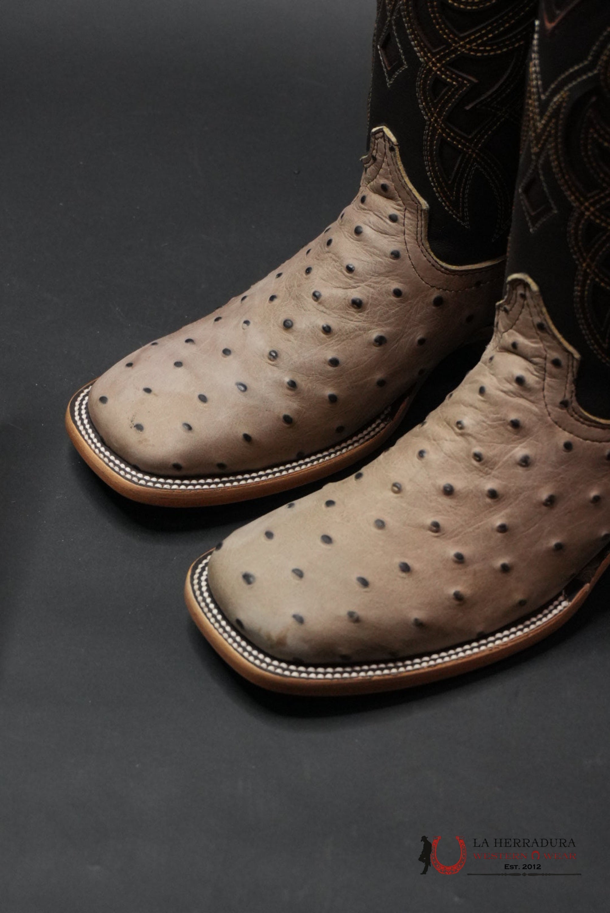 MENS IMIT OSTRICH RANCH HUESO BOOT BOTAS HOMBRES
