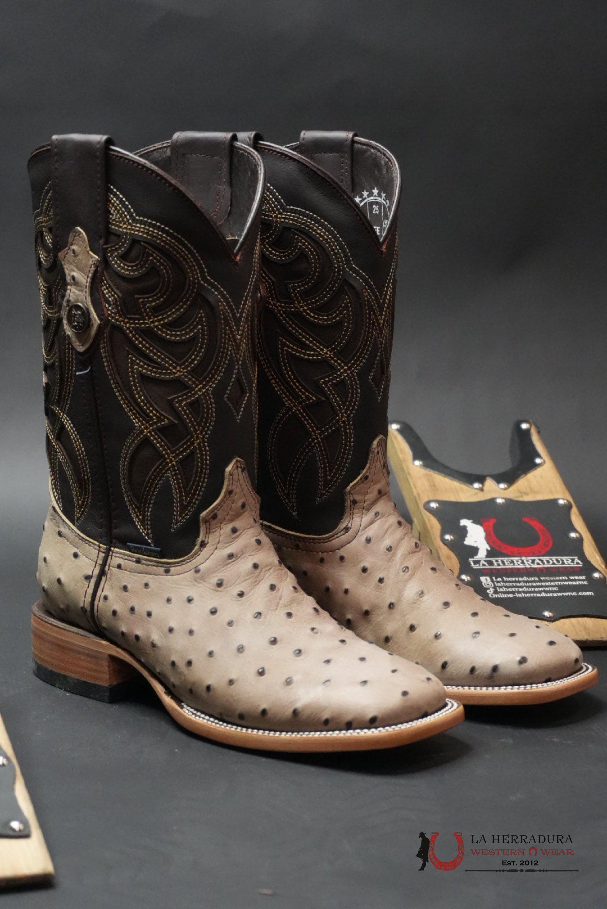 MENS IMIT OSTRICH RANCH HUESO BOOT BOTAS HOMBRES