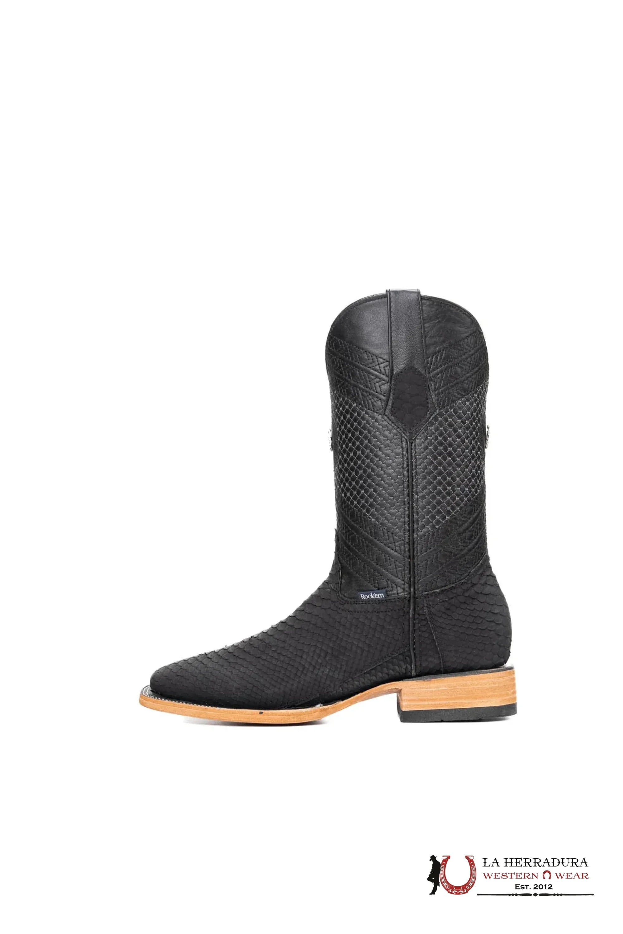 ROCKEM MENS PITÓN EXT NEGRO MATTE BOOT BOTAS HOMBRES