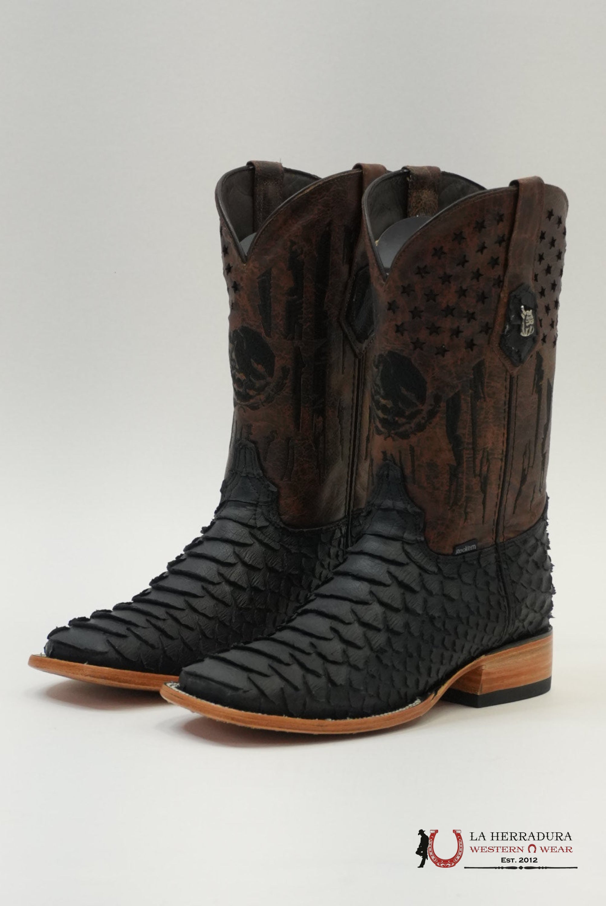 MENS PYTHON NEGRO TUBO MEXICO MATTE BOOT BOTAS HOMBRES
