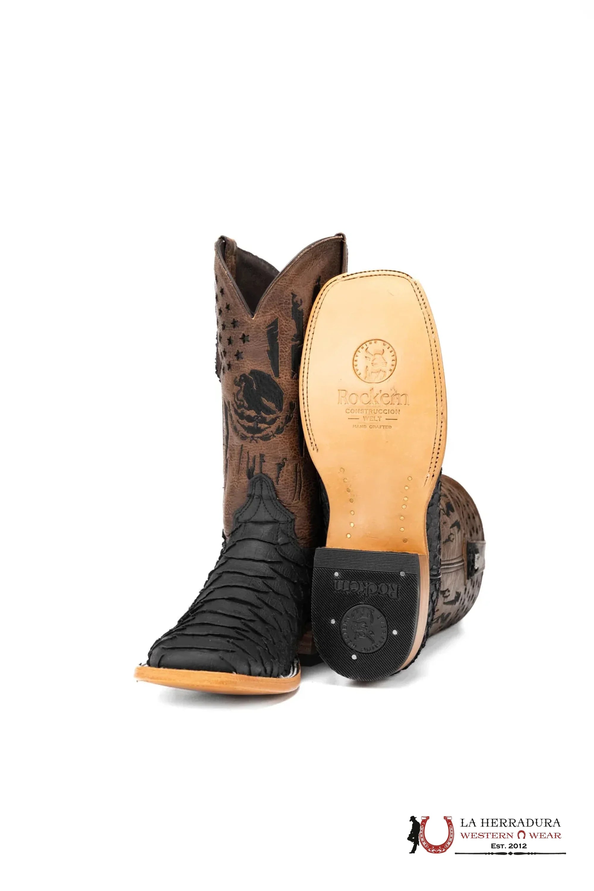 ROCKEM PYTHON RG MATTE BLACK *MÉXICO TUBE* SQ. TOE BOOT BOTAS HOMBRES