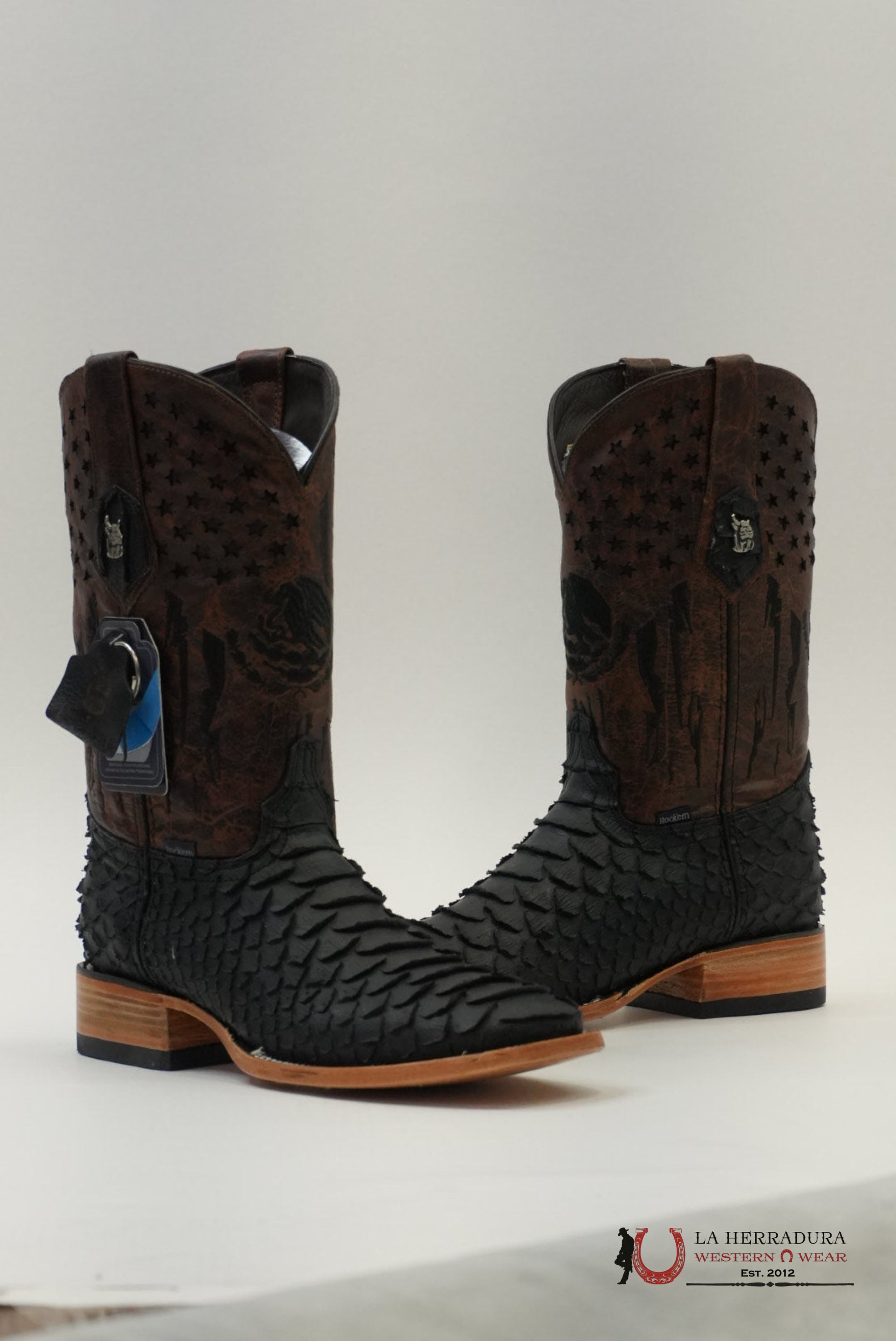MENS PYTHON NEGRO TUBO MEXICO MATTE BOOT BOTAS HOMBRES