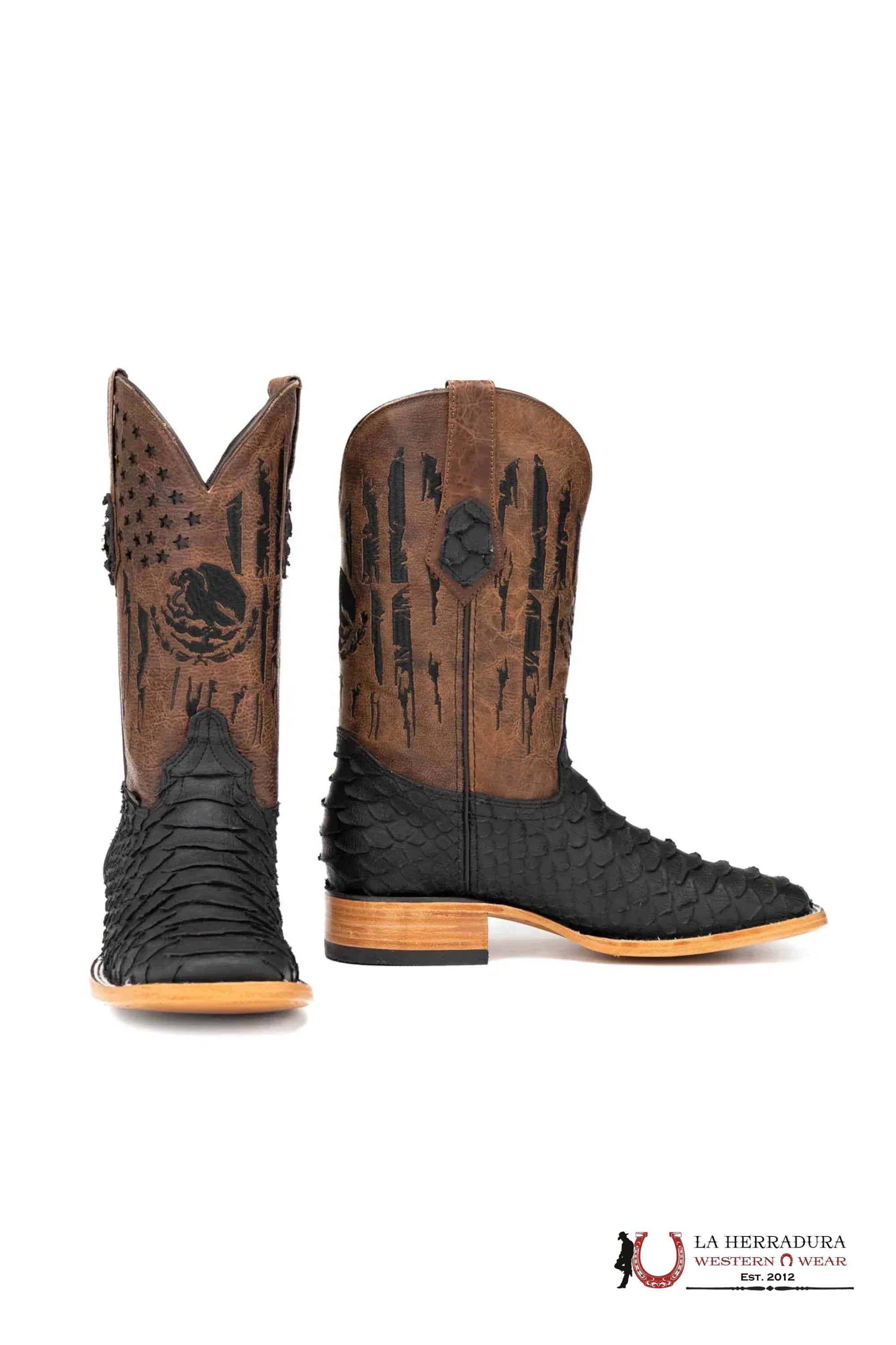 ROCKEM PYTHON RG MATTE BLACK *MÉXICO TUBE* SQ. TOE BOOT BOTAS HOMBRES