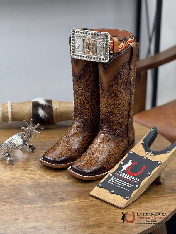 ROCKEM MILA CINCELADO FLOR DE LUZ MIEL COMPLETE HONEY SQUARE TOE BOOTS 425 MILA