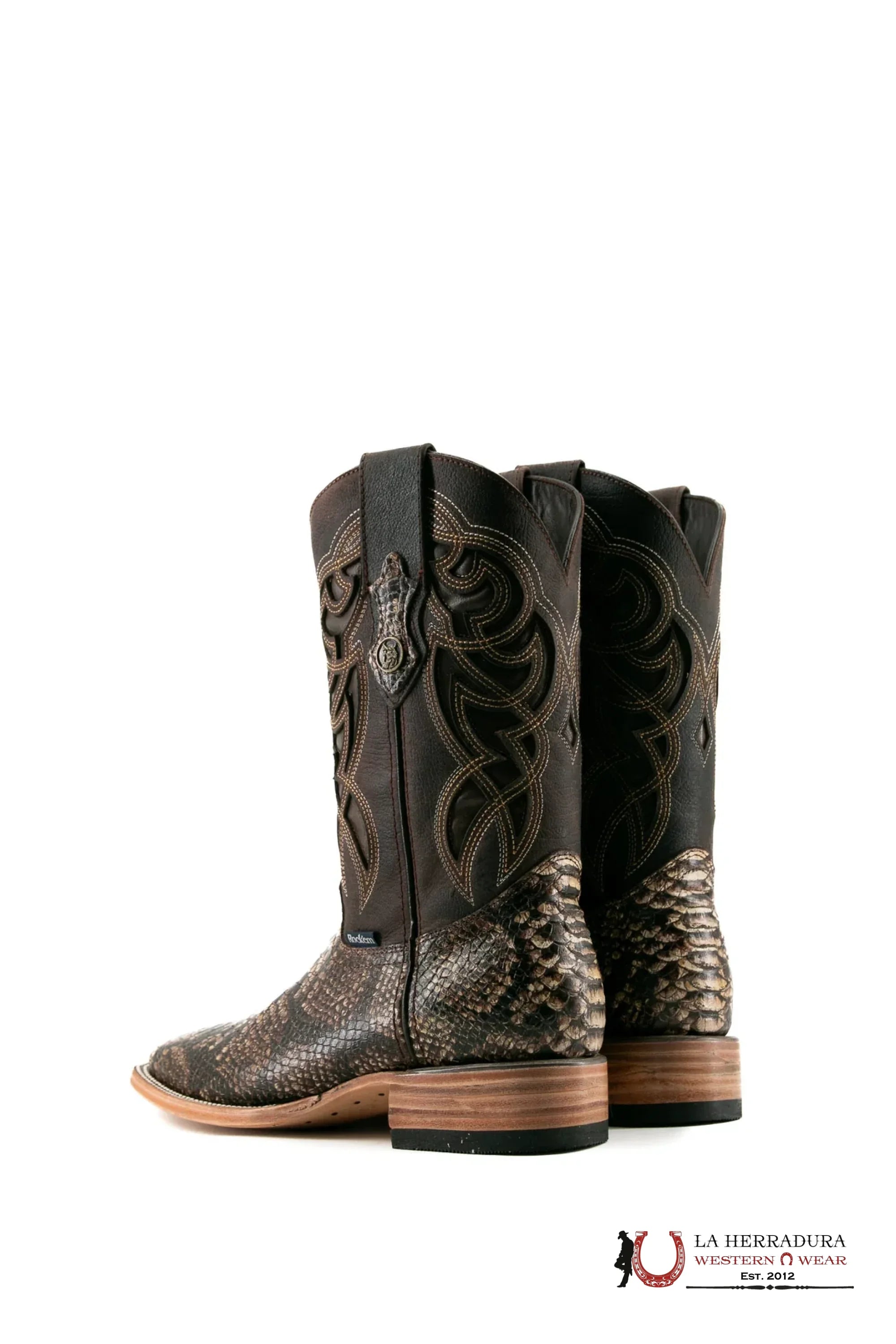 ROCKEM IMIT PYTHON CHOCO ACABADO SQ. TOE BOOT BOTAS HOMBRES
