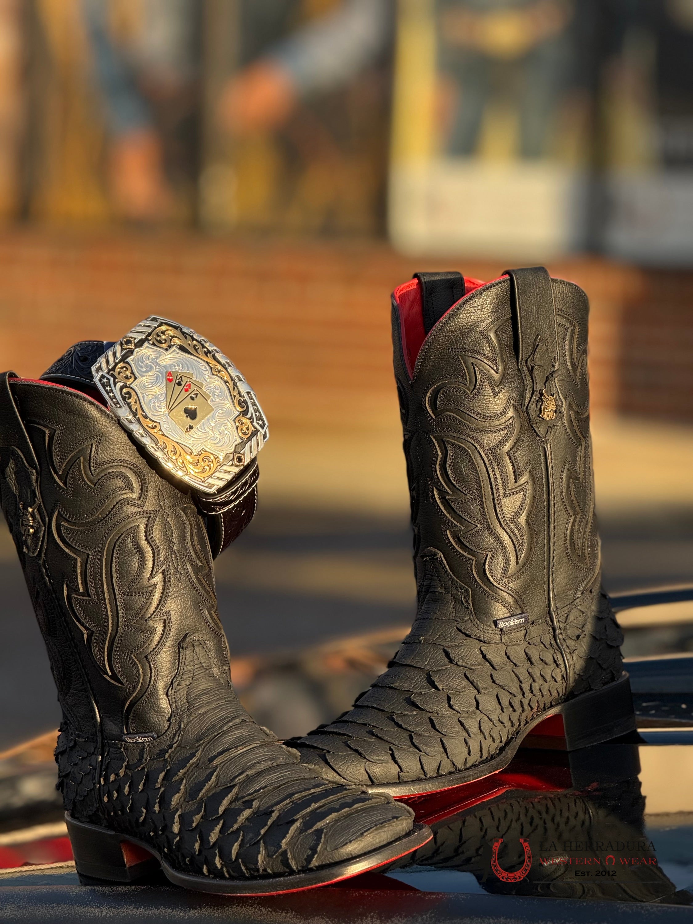 Mens Python Mega Negro Red Bottom Matte Boot Botas Hombres