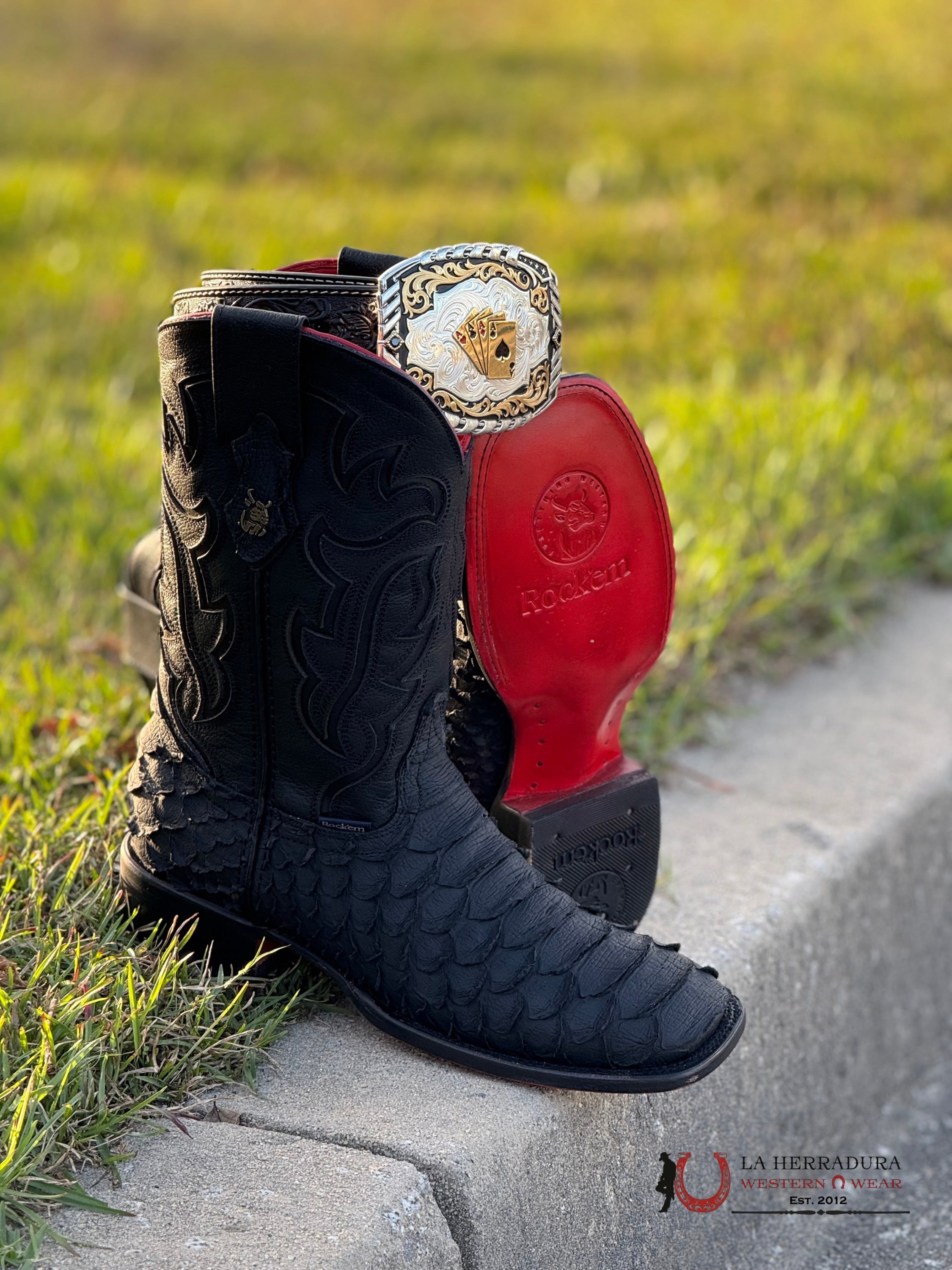 Mens Python Mega Negro Red Bottom Matte Boot Botas Hombres