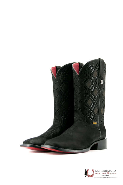 ROCKEM RYDER NOBUCK BLACK  NOBUCK RED BOTTOM SQ. TOE