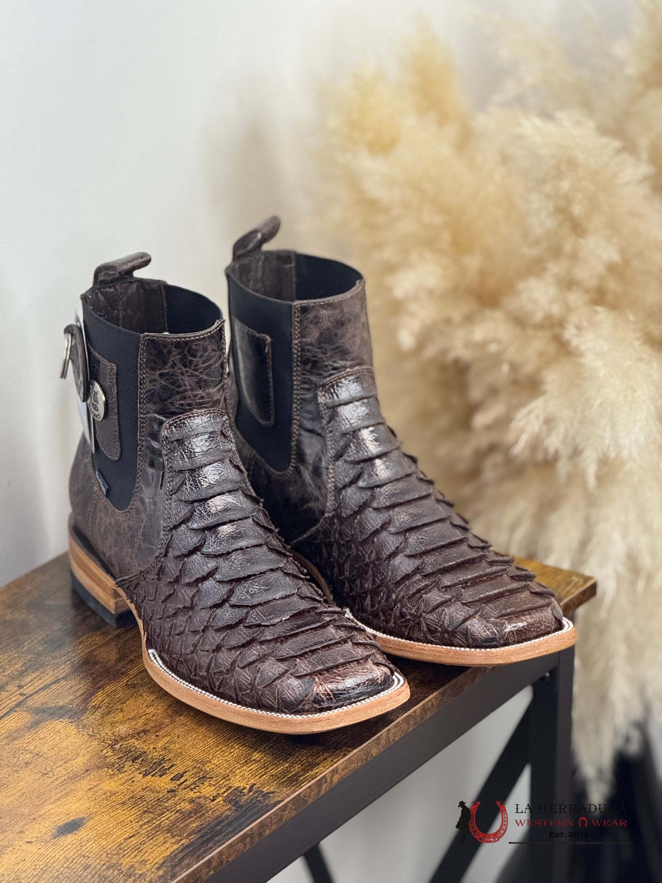 ROCK’EM SHORT BOOT PYTHON MEGA CLON CAFE BRILLOSO SQ. TOE BOTAS HOMBRES