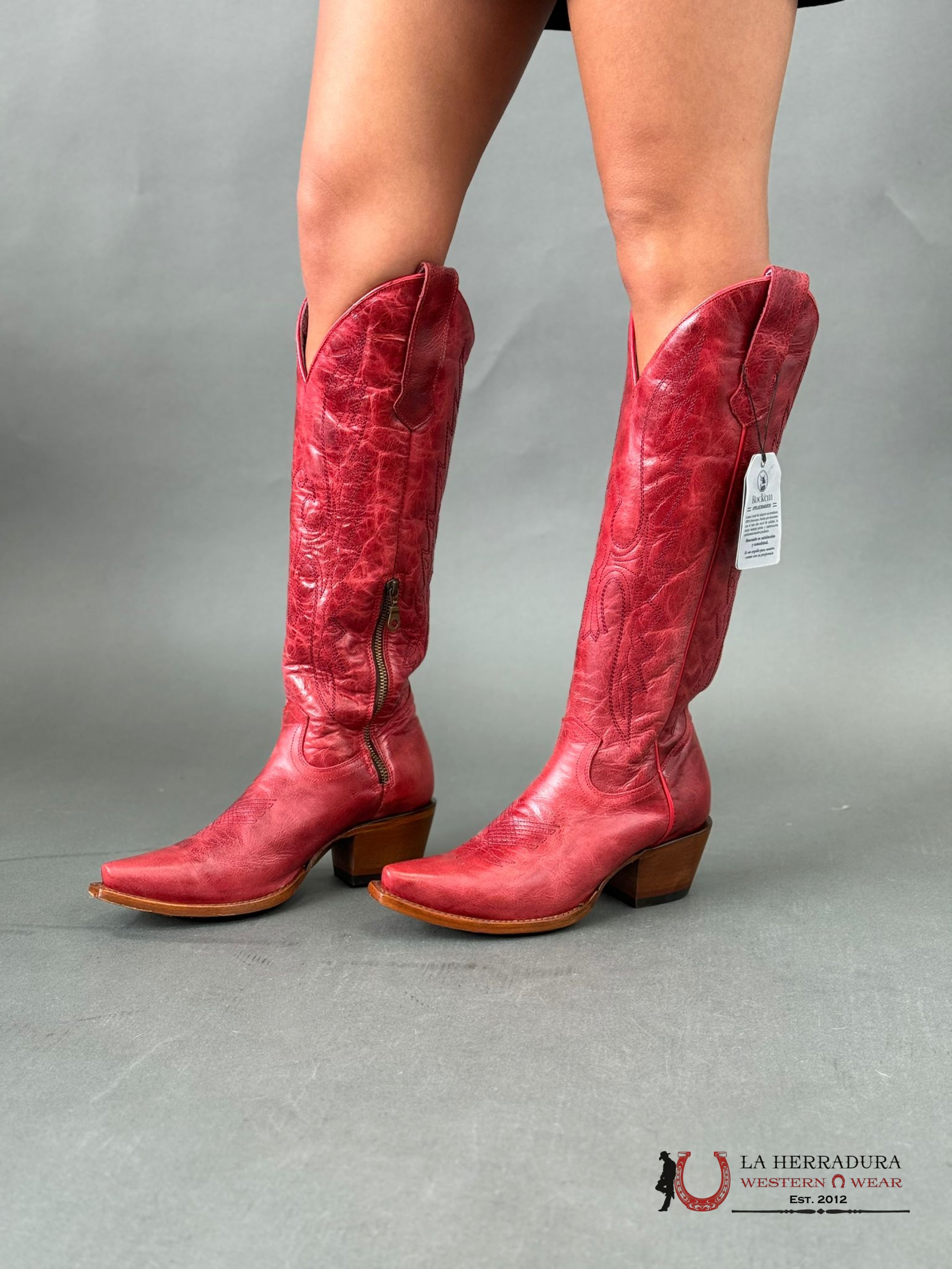 Rock’em Victoria Red High Top Snip Toe Tall Boot Botas Mujeres