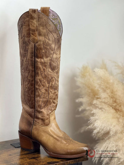 BOTA ALTA DE MUJER ROCK'EM CAROLINA TAN PUNTA REDONDA