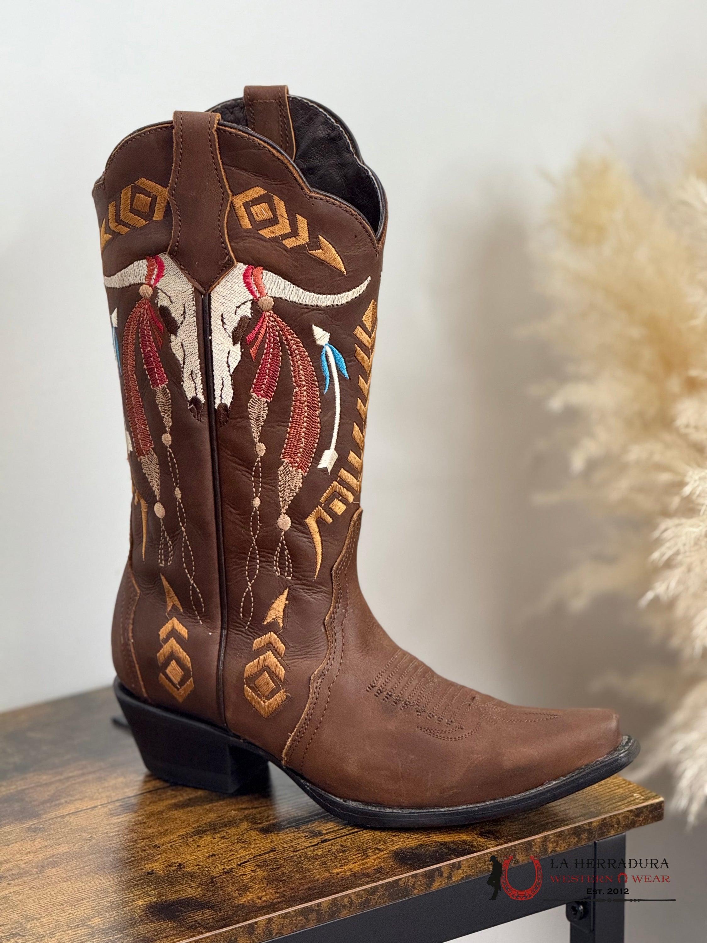 ROCKEM WOMENS DARK BROWN SKULL TUBE SNIP TOE BOTAS MUJERES