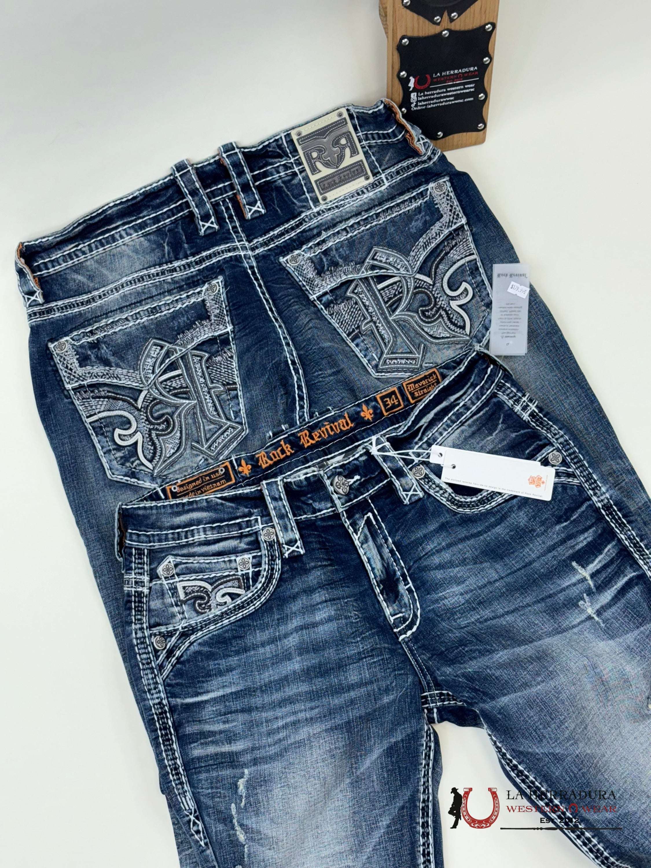 Rockrevival Maverick Straight Jeans Ropa Hombres