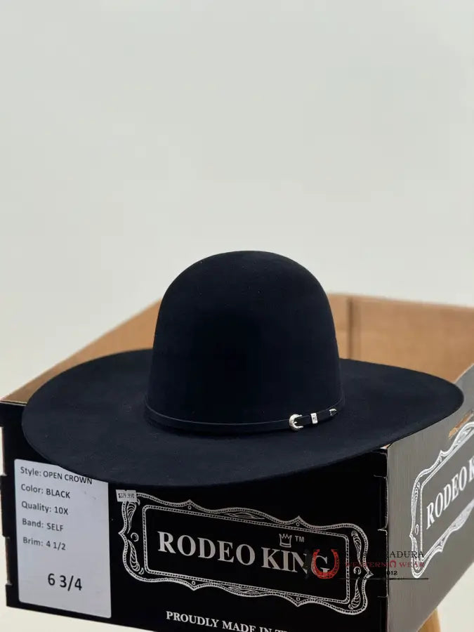 Rodeo King 10X Black Open Crown Tejana