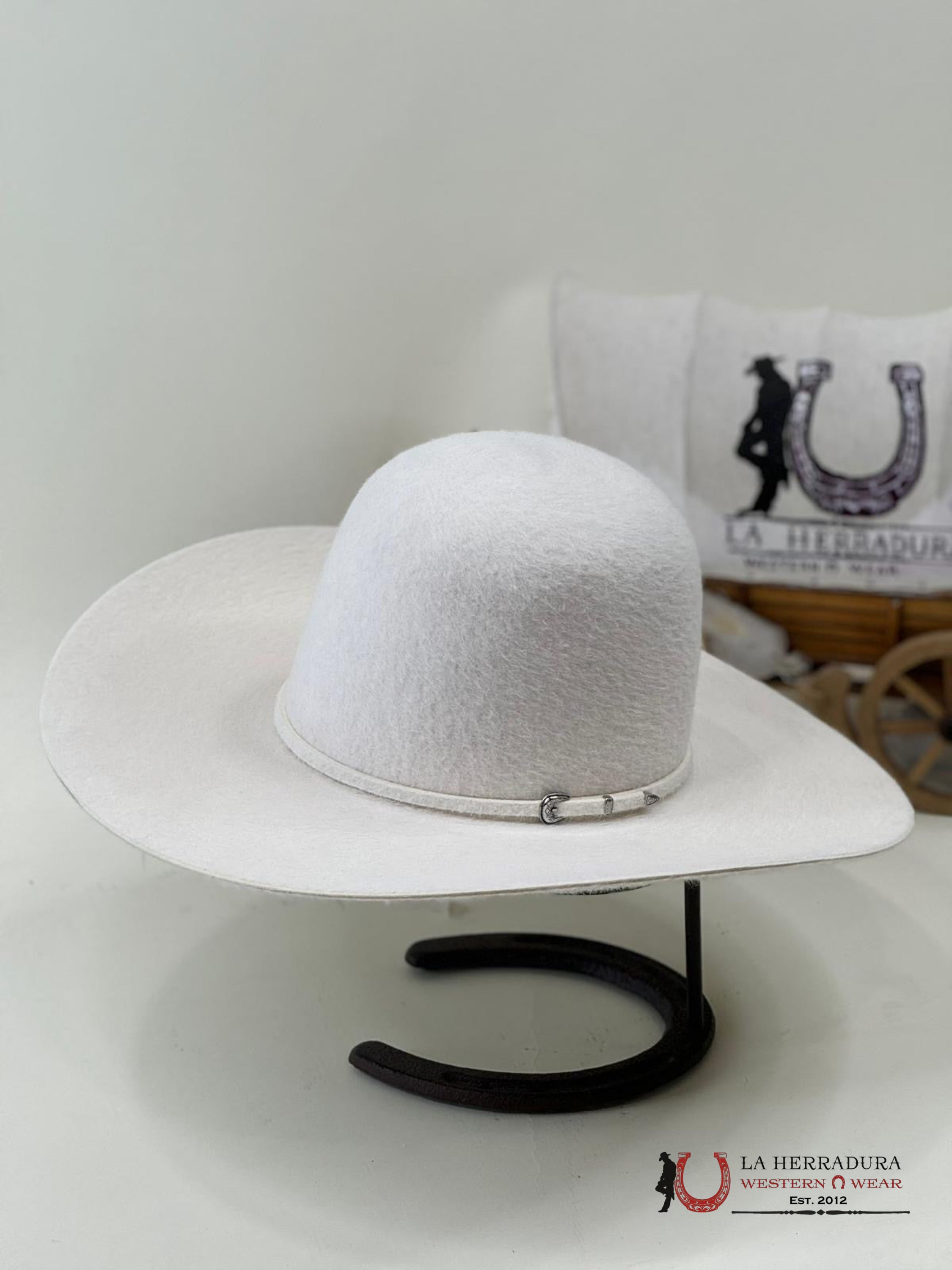 Rodeo King 10X Grizzly White Open Crown Felt Hat Tejana