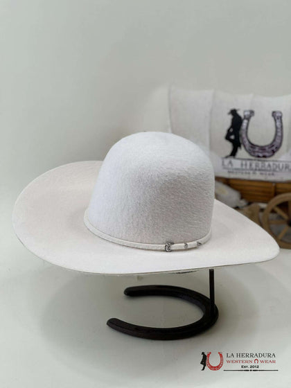 SOMBRERO DE FIELTRO DE CORONA ABIERTA BLANCO GRIZZLY 10X RODEO KING