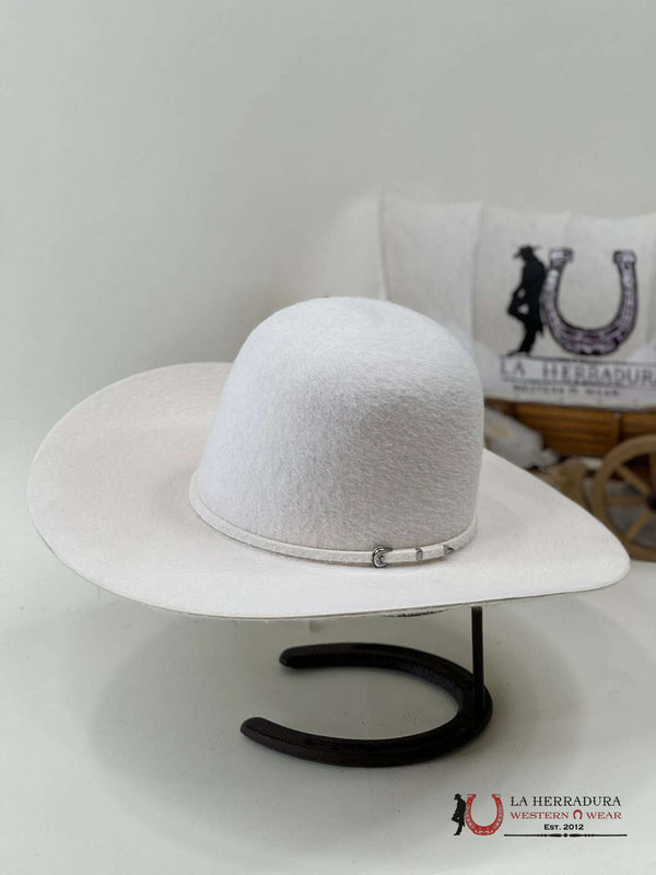 SOMBRERO DE FIELTRO DE CORONA ABIERTA BLANCO GRIZZLY 10X RODEO KING