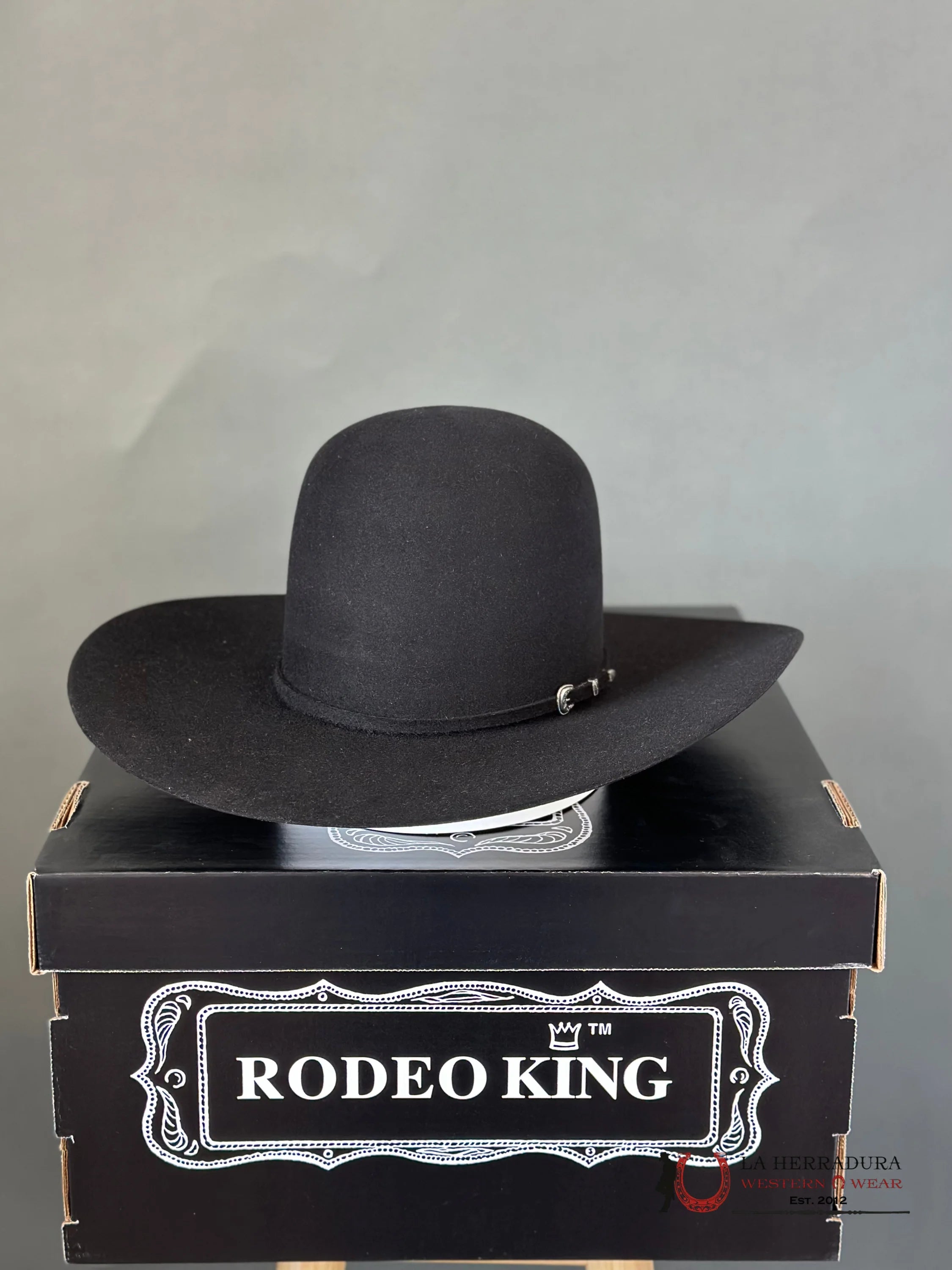 Rodeo King 7X Black Open Crown Tejana