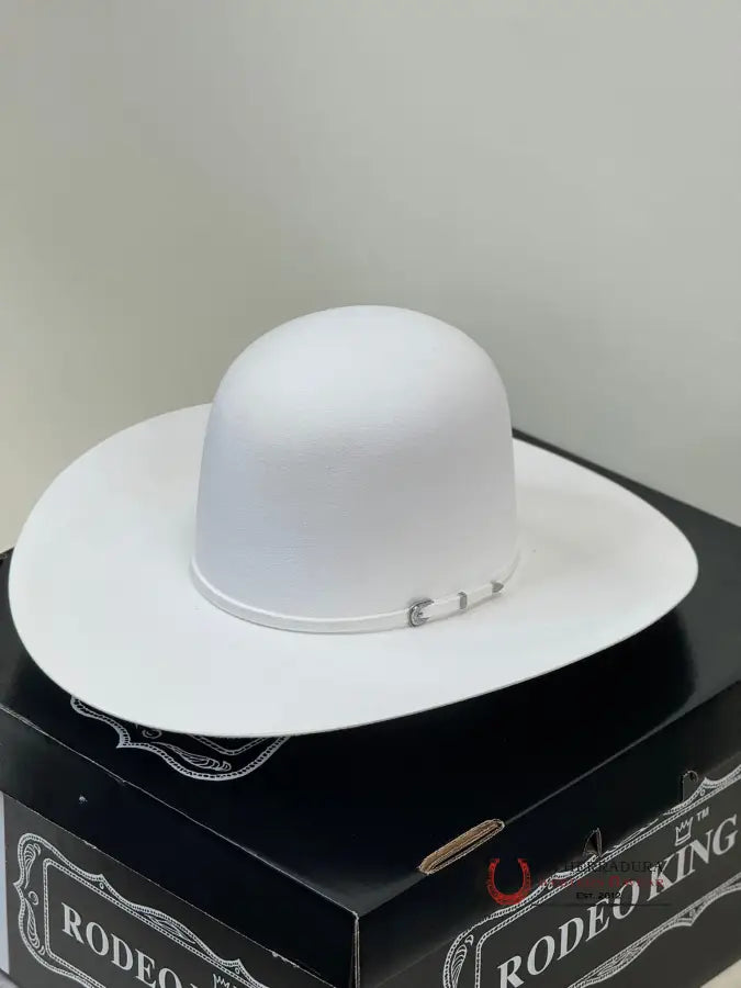 Rodeo King 7X White Open Crown Hat Tejana